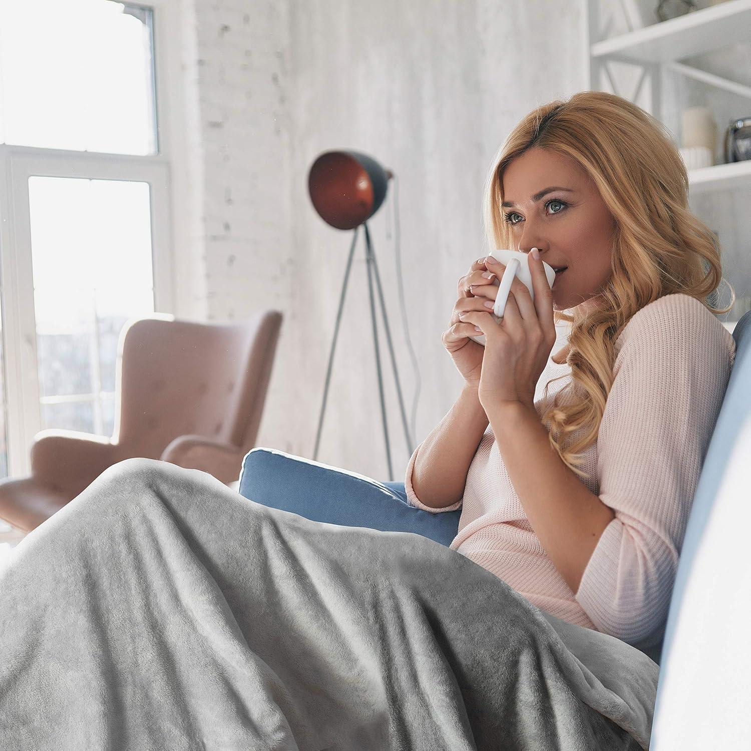 DreamLab 15lb Weighted Blanket with Washable Cover, Grey