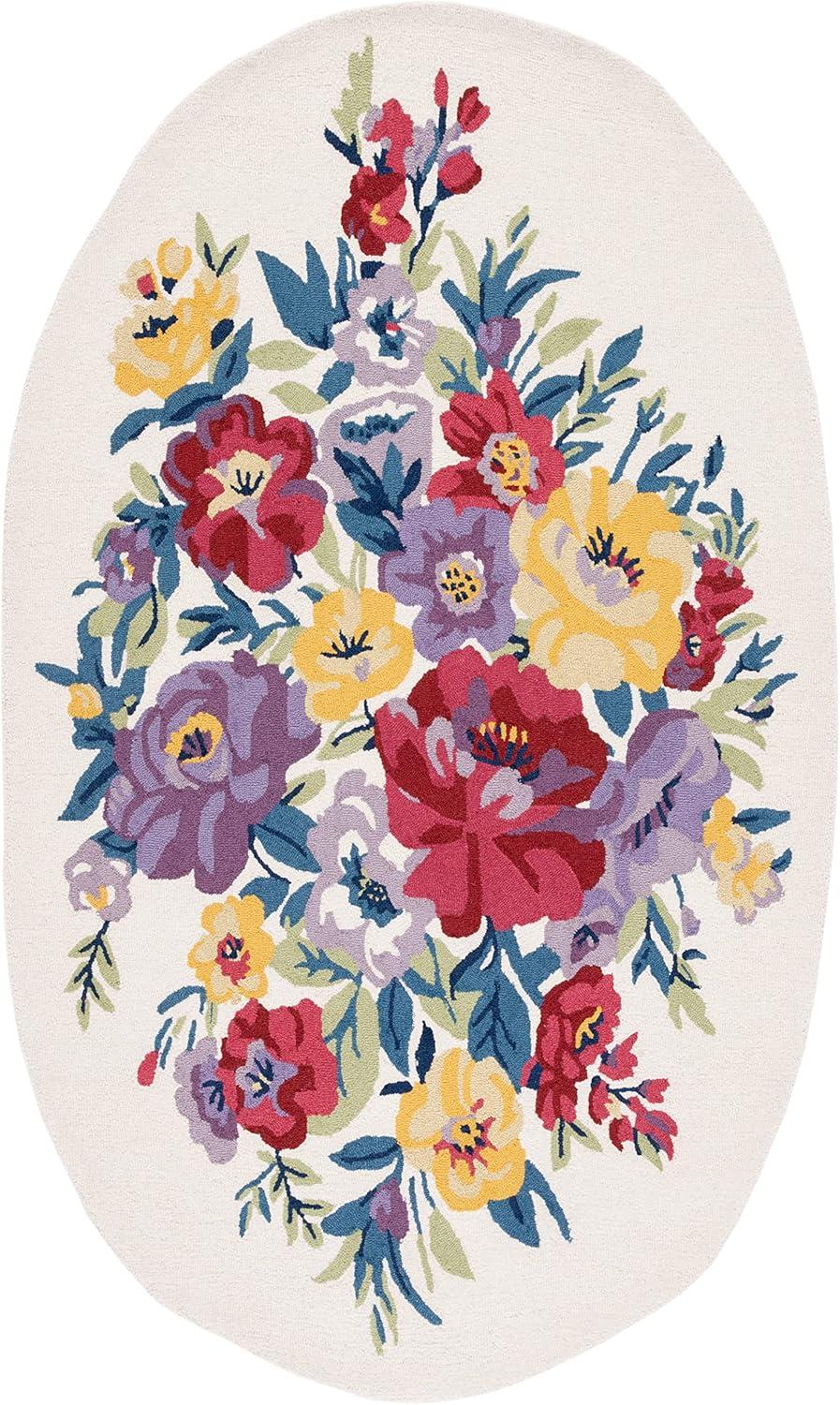 Chelsea HK219 Hand Tufted Area Rug - Ivory/Rose - 3'x5' Oval - Safavieh.