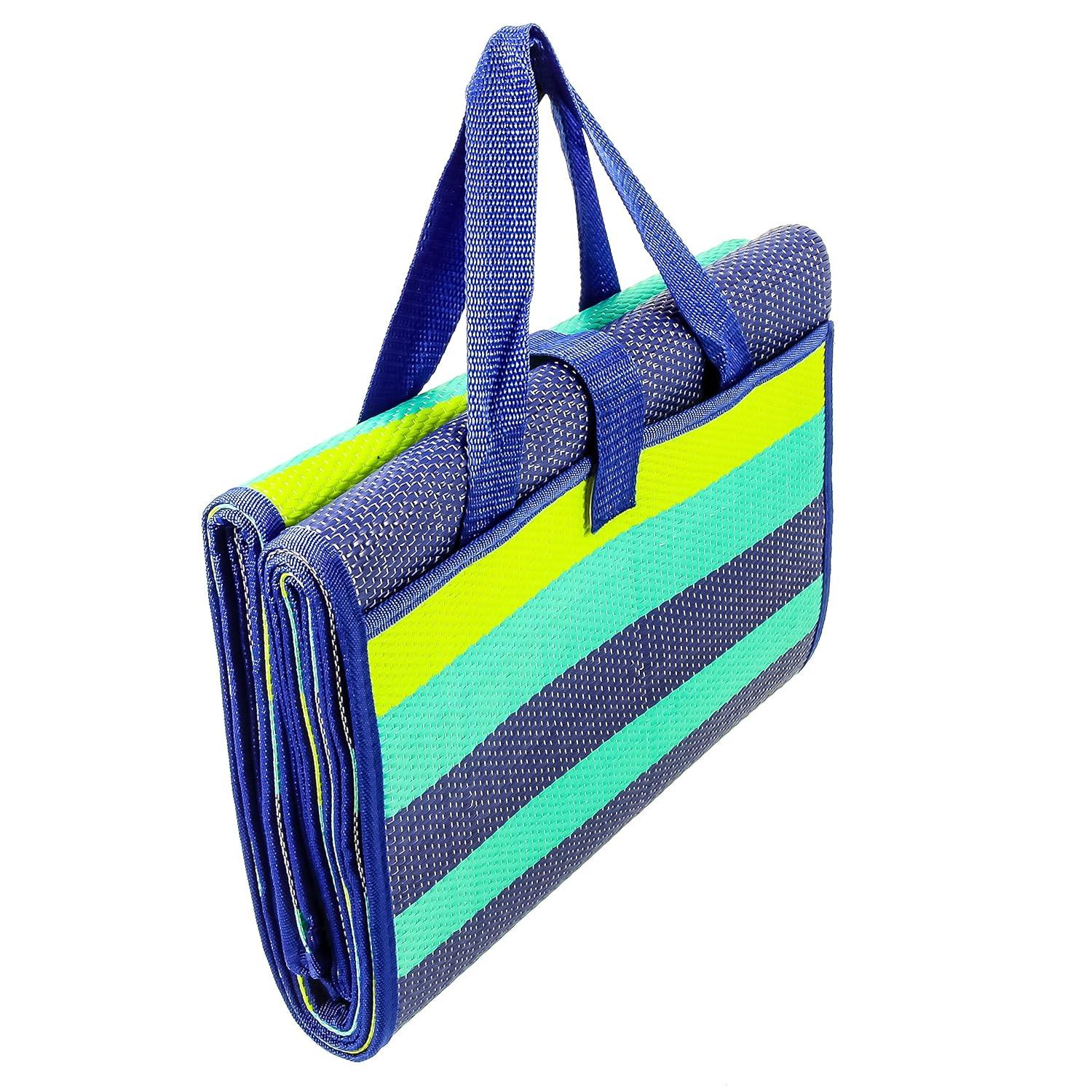 Camco 42806 Handy Mat 60" X 78" Outdoor Mat With Strap (Green/Turquoise)