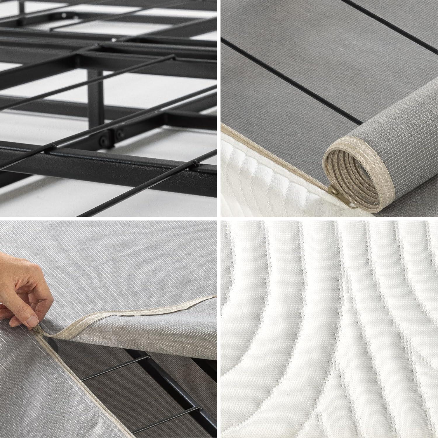 ZINUS 4 Inch Box Spring with Cover, No Assembly Mattress Foundation, Sturdy Metal Structure, Queen, White