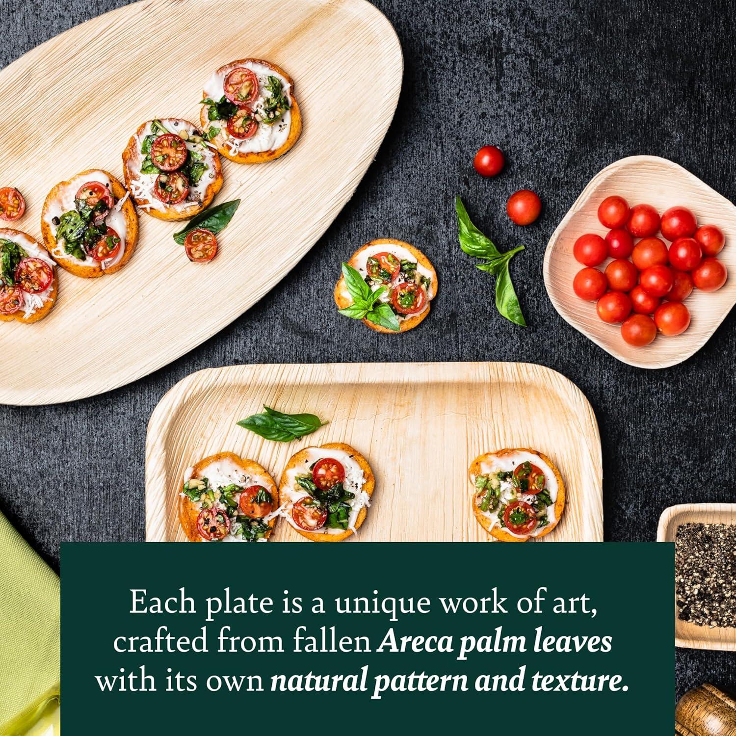 Chic Leaf Disposable Palm Leaf Trays, 17" x 12", 10 Pack, Compostable, Eco-Friendly Platters Charcuterie Board