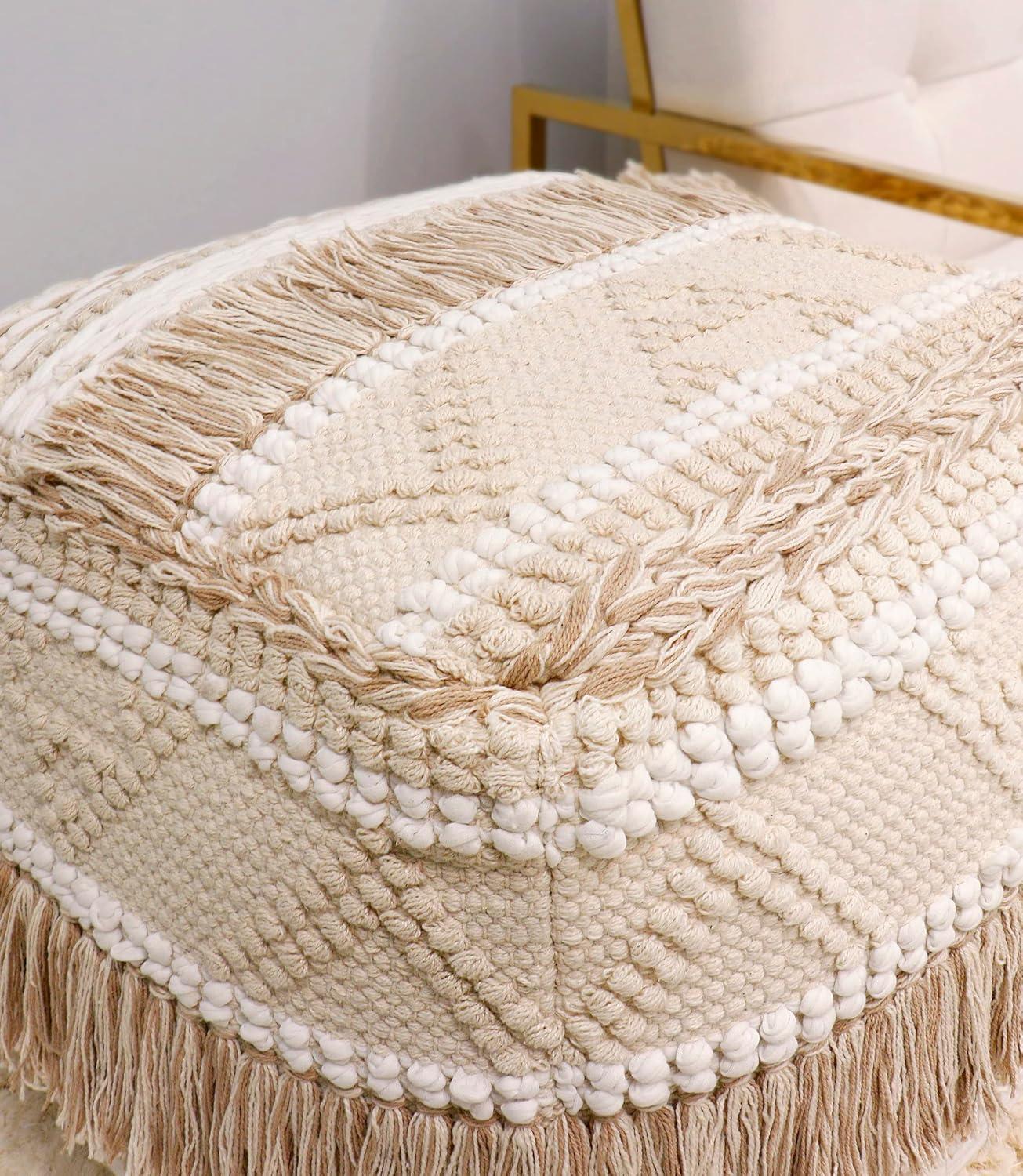 Pasargad Home Grandcanyon Cotton Braided Pouf