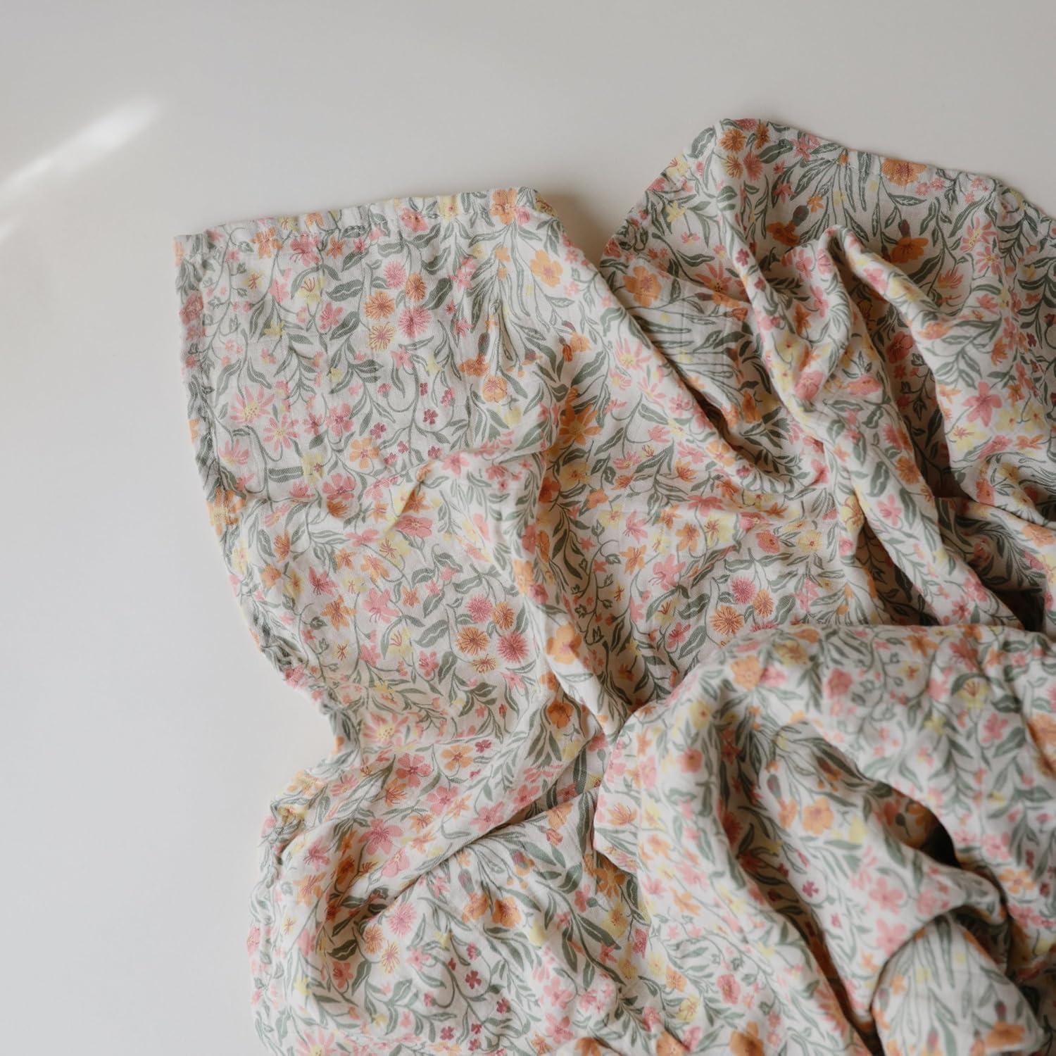 Pastel Blooms Organic Cotton Muslin Baby Swaddle Blanket