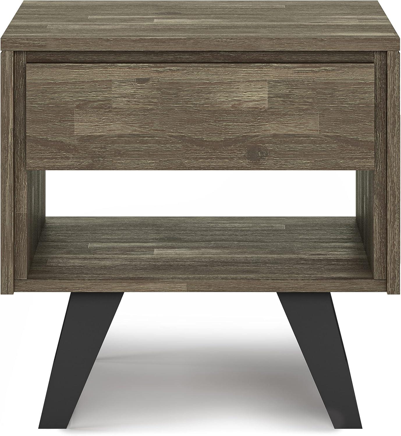 Lowry 22"W Solid Acacia Wood Square End Table with Storage Drawer