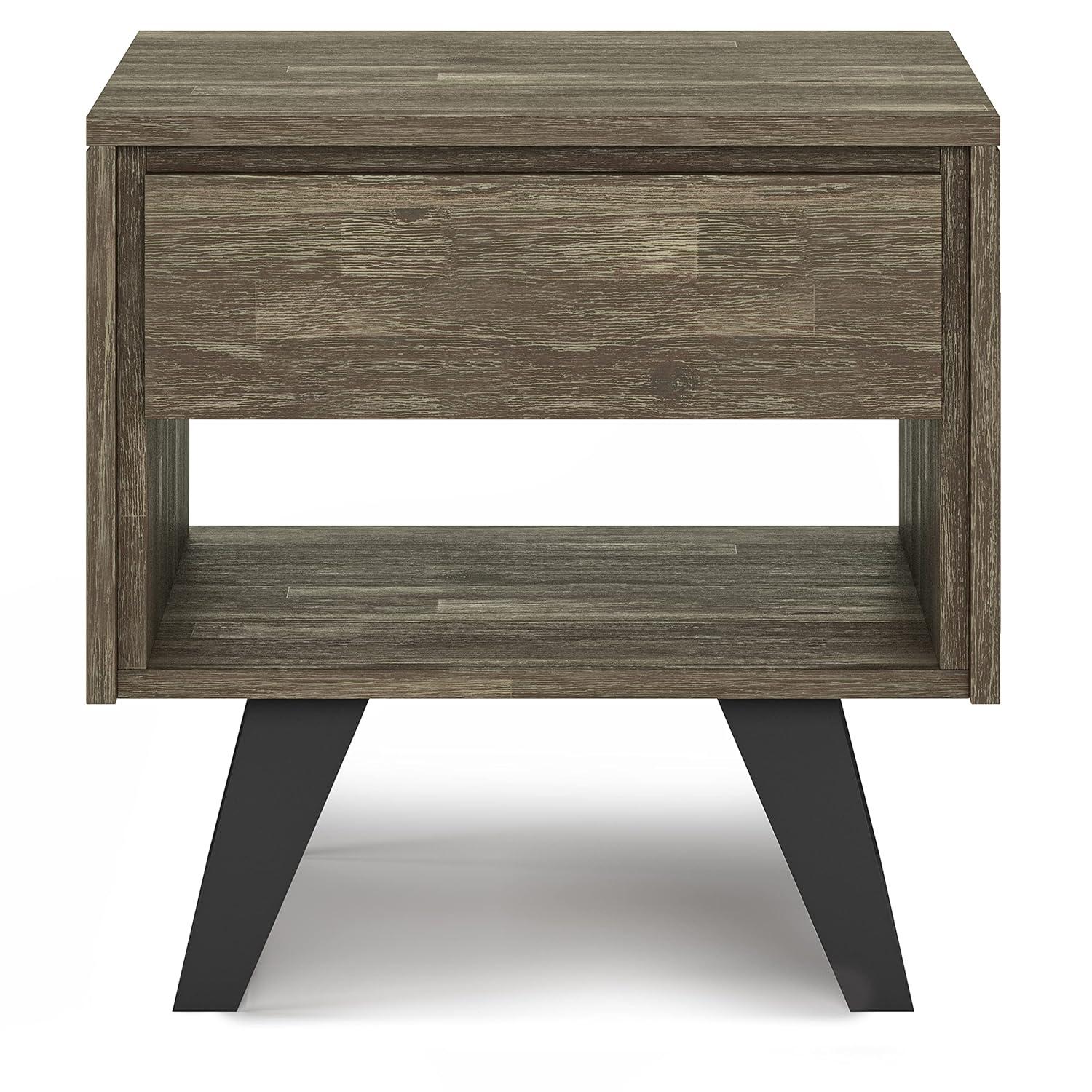 Lowry 22"W Solid Acacia Wood Square End Table with Storage Drawer