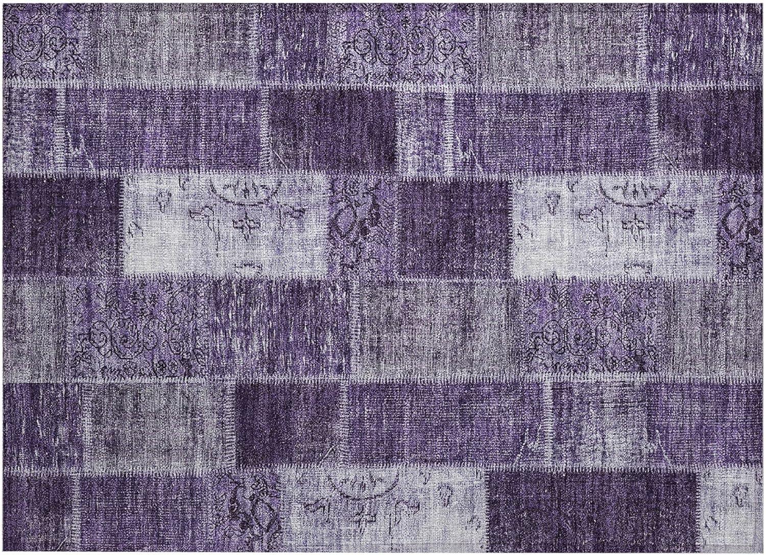 Violet Geometric Synthetic Flat Woven Outdoor Rug 2x3