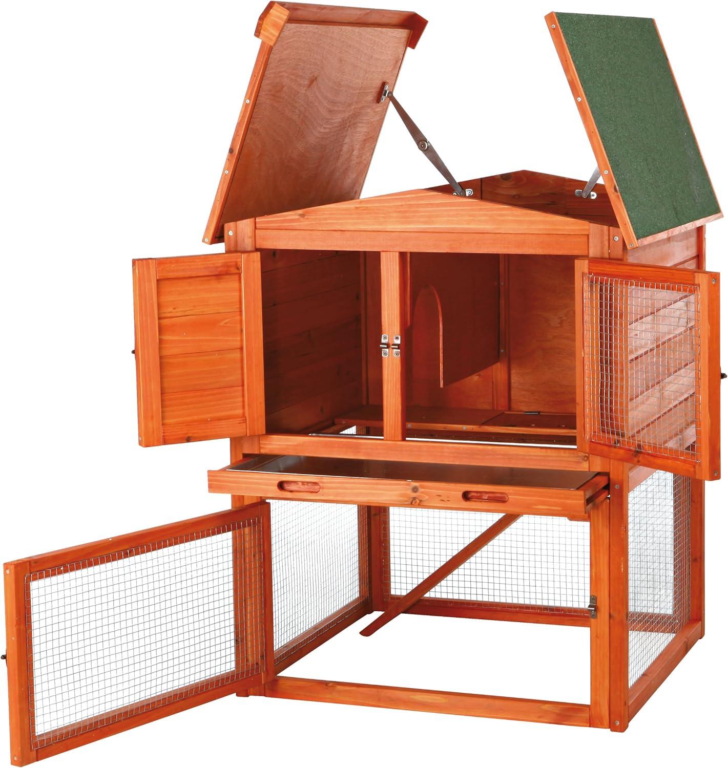 TRIXIE TRIXIE Elevated Single Rabbit Hutch with Large Run, Ramp, Ideal for Rabbits or Guinea Pigs