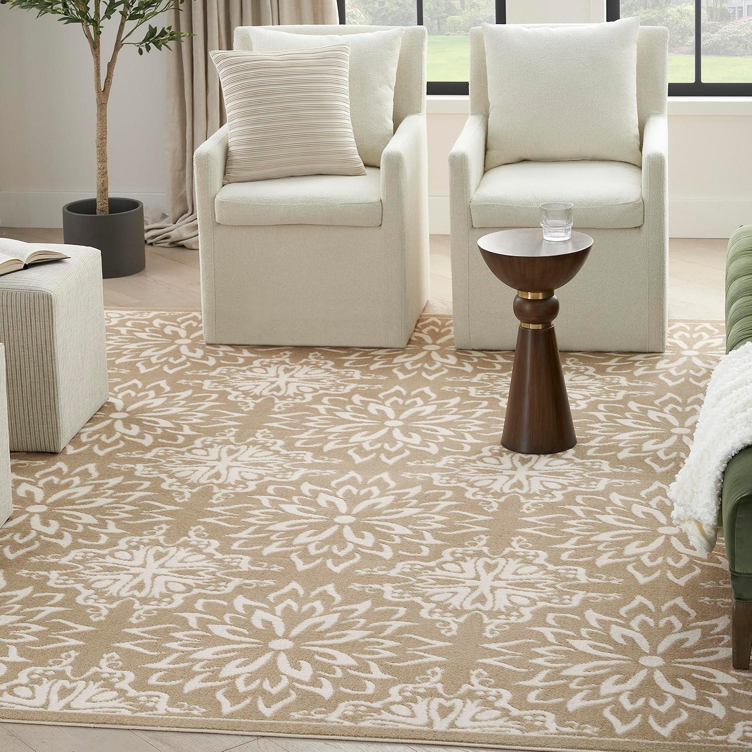 Nourison Jubilant Floral Transitional Indoor Rug Taupe 7'10"x9'10"