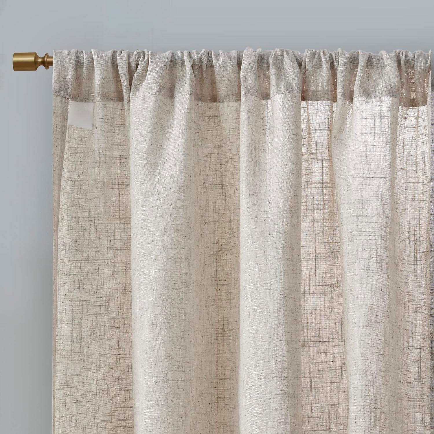 Madison Park Kyler Natural Linen Blend Light Filtering Curtain Panel Pair 52x84" (Set of 2)