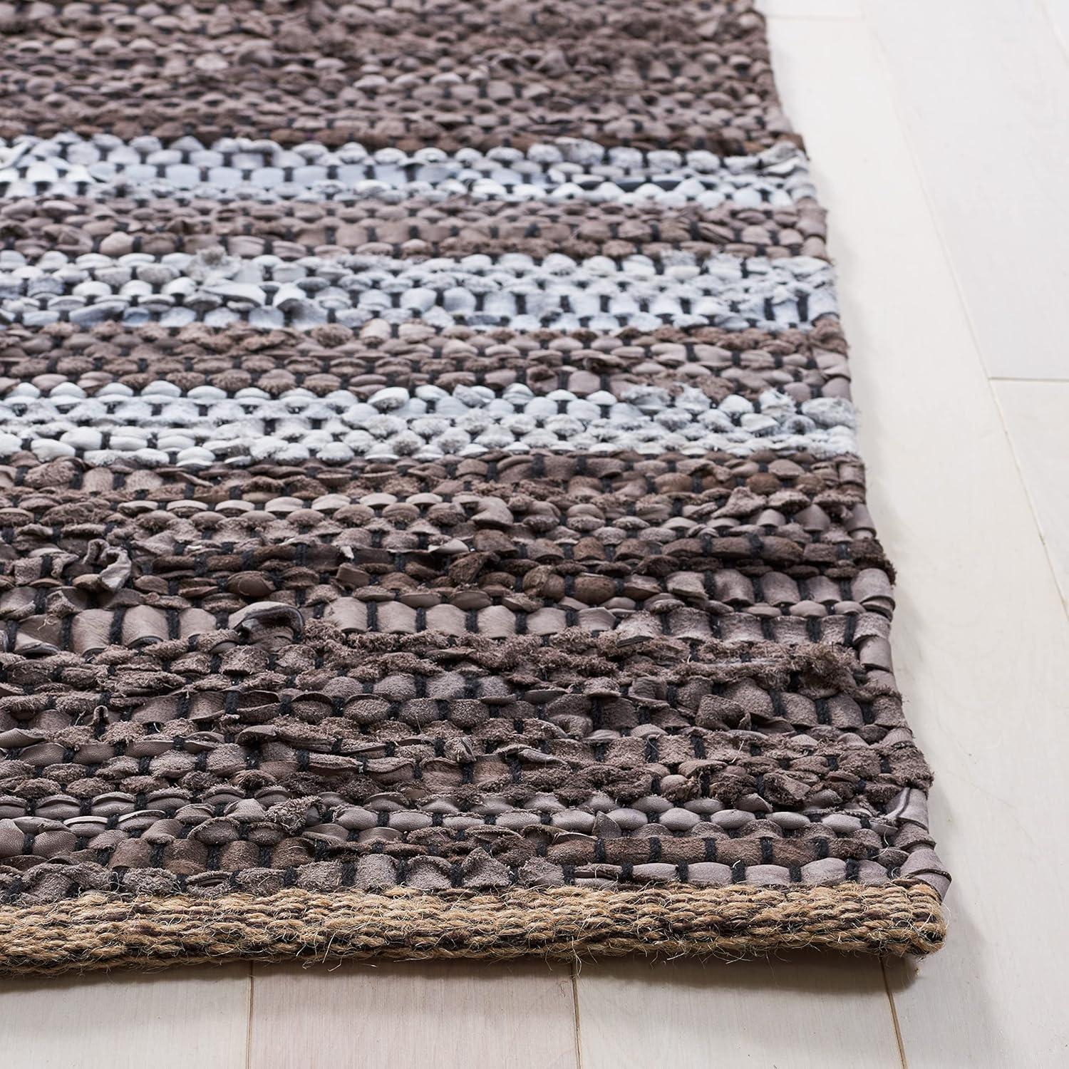 Vintage Leather VTL400 Hand Woven Indoor Accent Rug - Silver/Ivory - 3'x5' - Safavieh