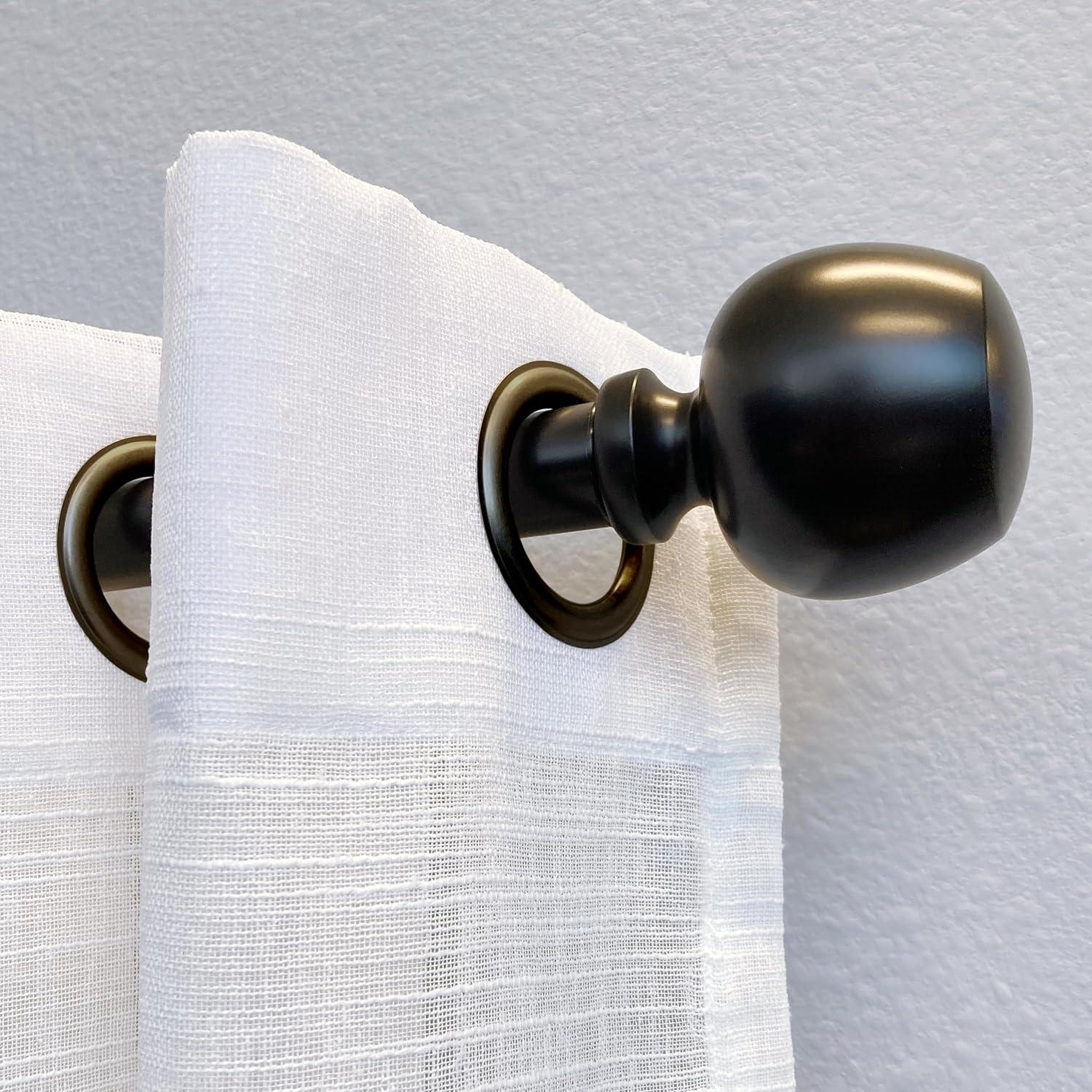 Morena II Black Adjustable Metal Curtain Rod Set, 36-72 Inches