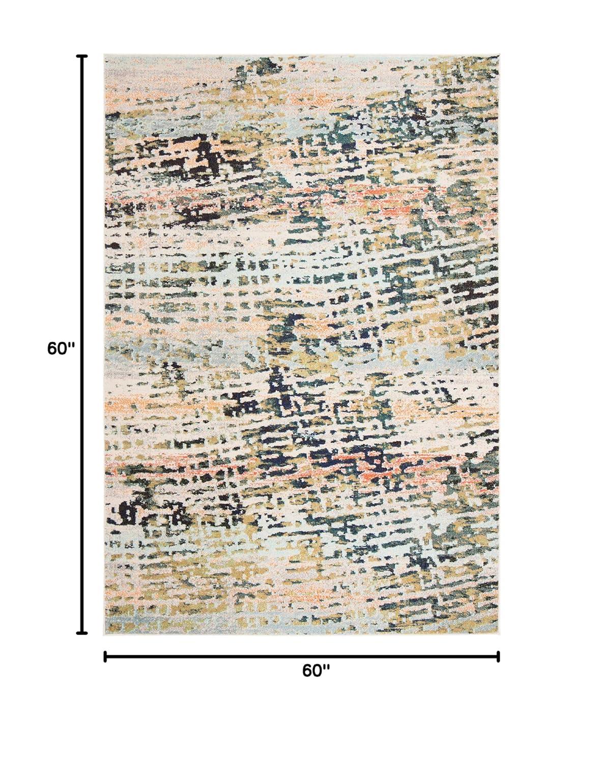 Madison MAD454 Power Loomed Indoor Area Rug - Beige/Navy - 5'x5' - Safavieh