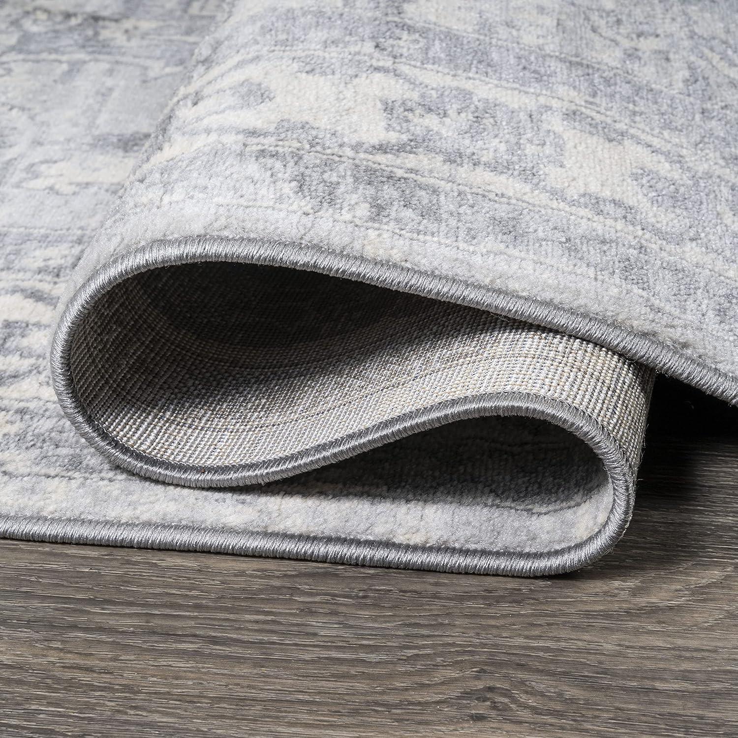 2' X 10' Modern Persian Vintage Medallion Runner Rug, Light Gray/Ivory - JONATHAN Y