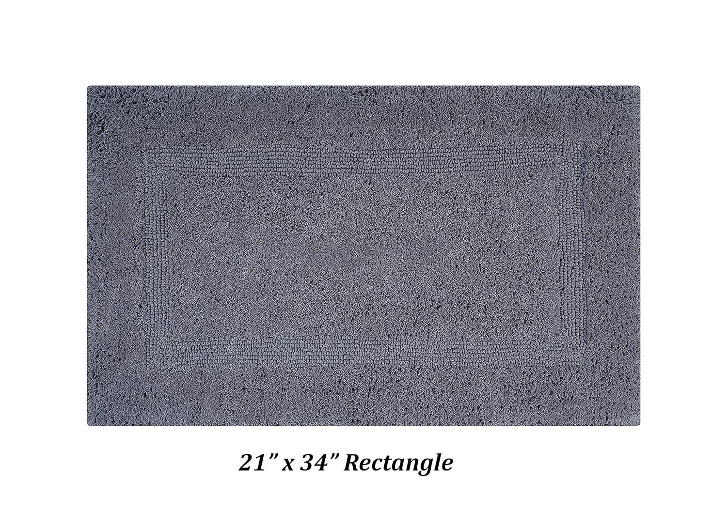 Better Trends Lux 100% Cotton Tufted Solid Reversible Bath Rug Set 3 PC (20" x 20" | 21" x 34" | 20" x 60") - Gray