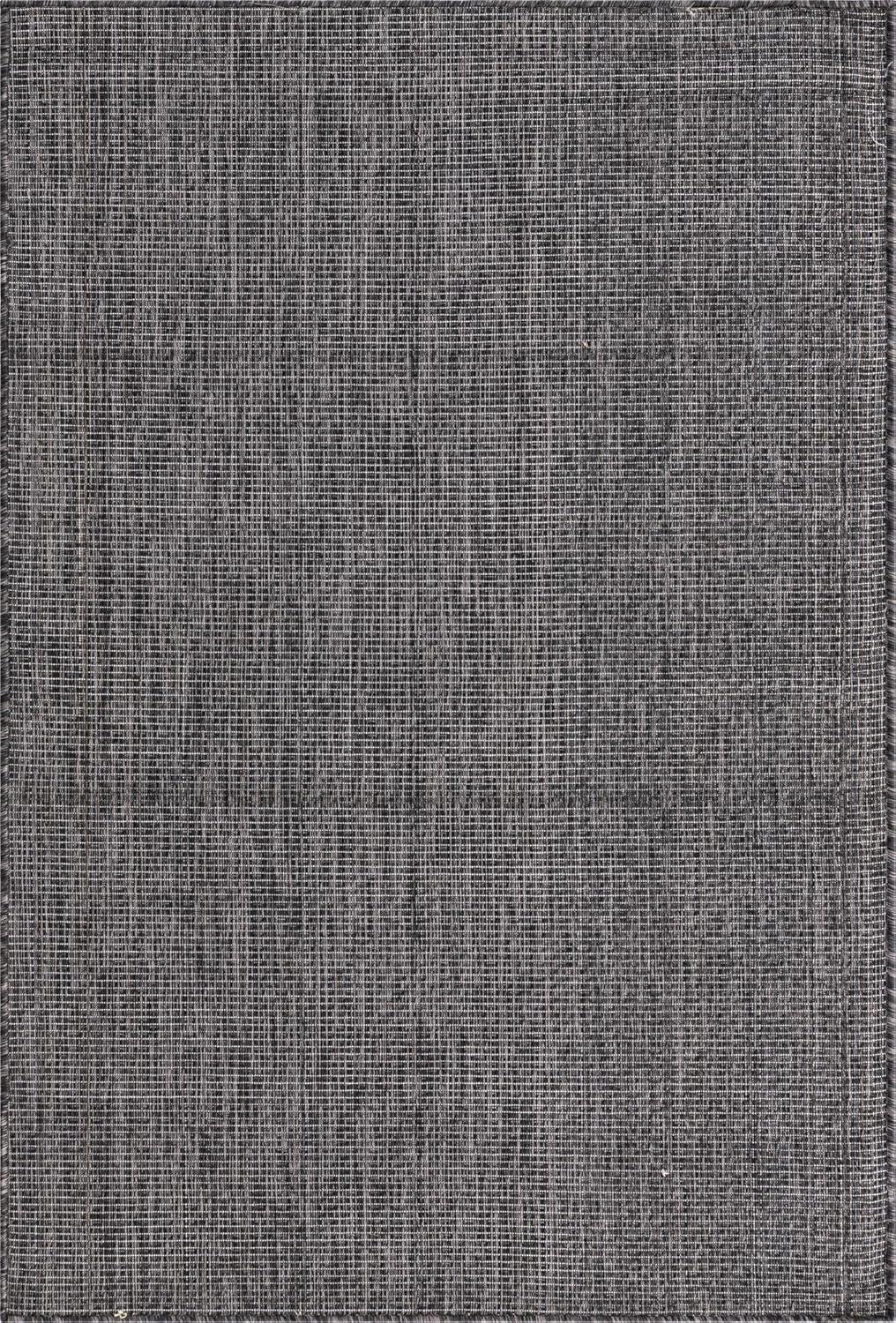 4' x 6' Black Synthetic Outdoor Area Rug: Flat Woven, Washable, Reversible