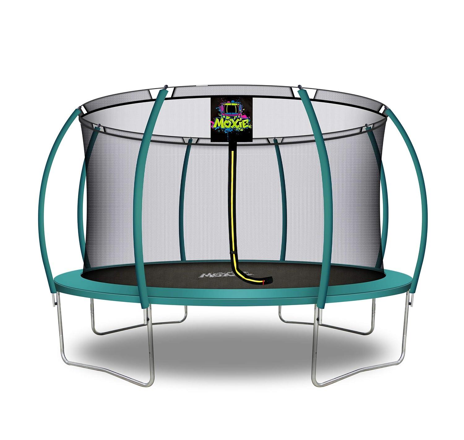 Machrus Moxie Pumpkin-Shaped Outdoor Trampoline Set with Top-Ring Frame Safety Enclosure, 14 FT