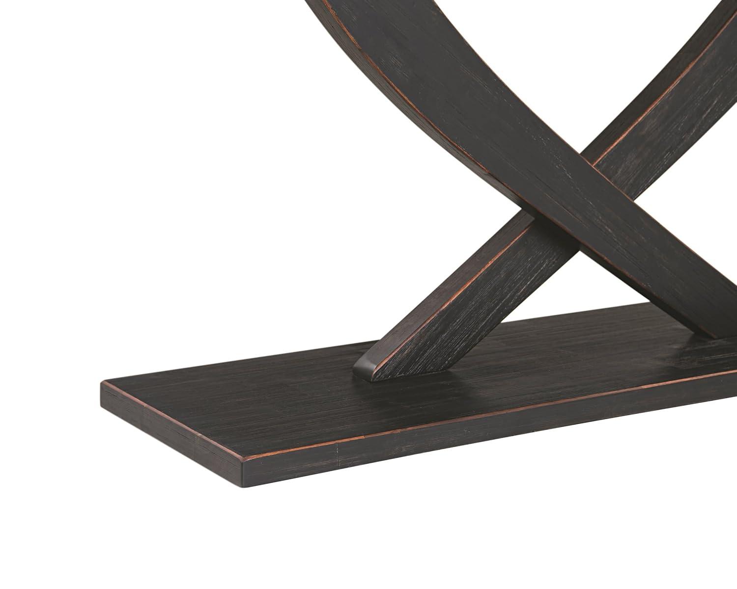 Hokku Designs Rasmus Solid Acacia Wood Console Table With Thick Tabletop And Sturdy Cross Leg Base
