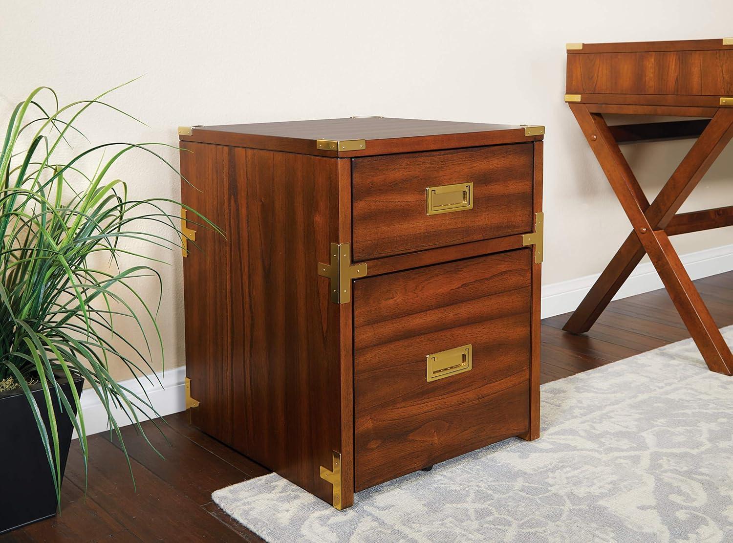 Wellington 2 Drawer File Cabinet in Toasted Brown Wheat Fully Assembled