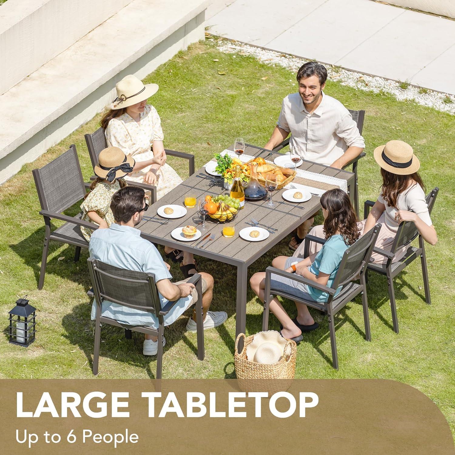 Gray 7-Piece Outdoor Dining Set with Wood-Like Table Top