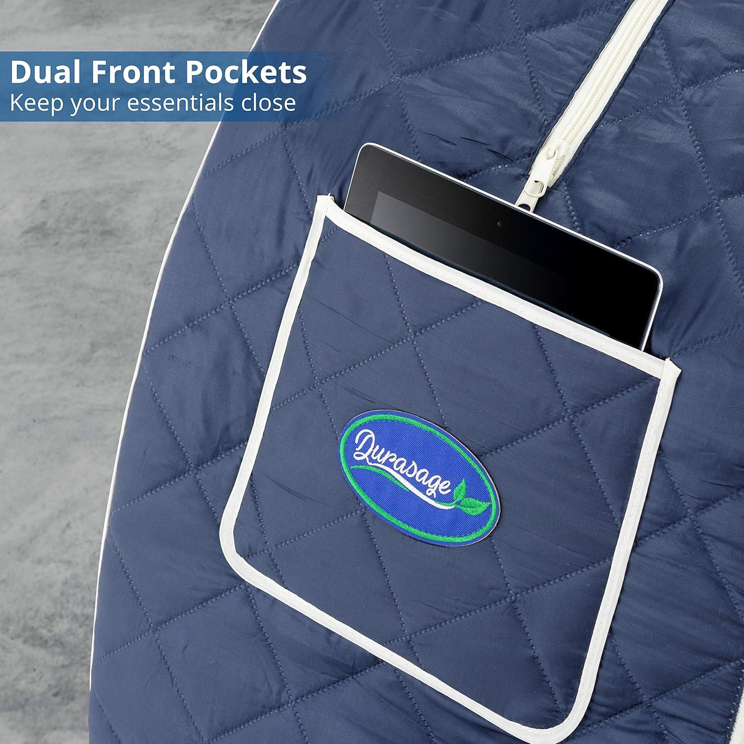 Durasage Oversized Portable Steam Sauna Spa - Relaxation at Home - 60 Minute Timer - 800 Watt Steam Generator - Chair Included - Blue Satin