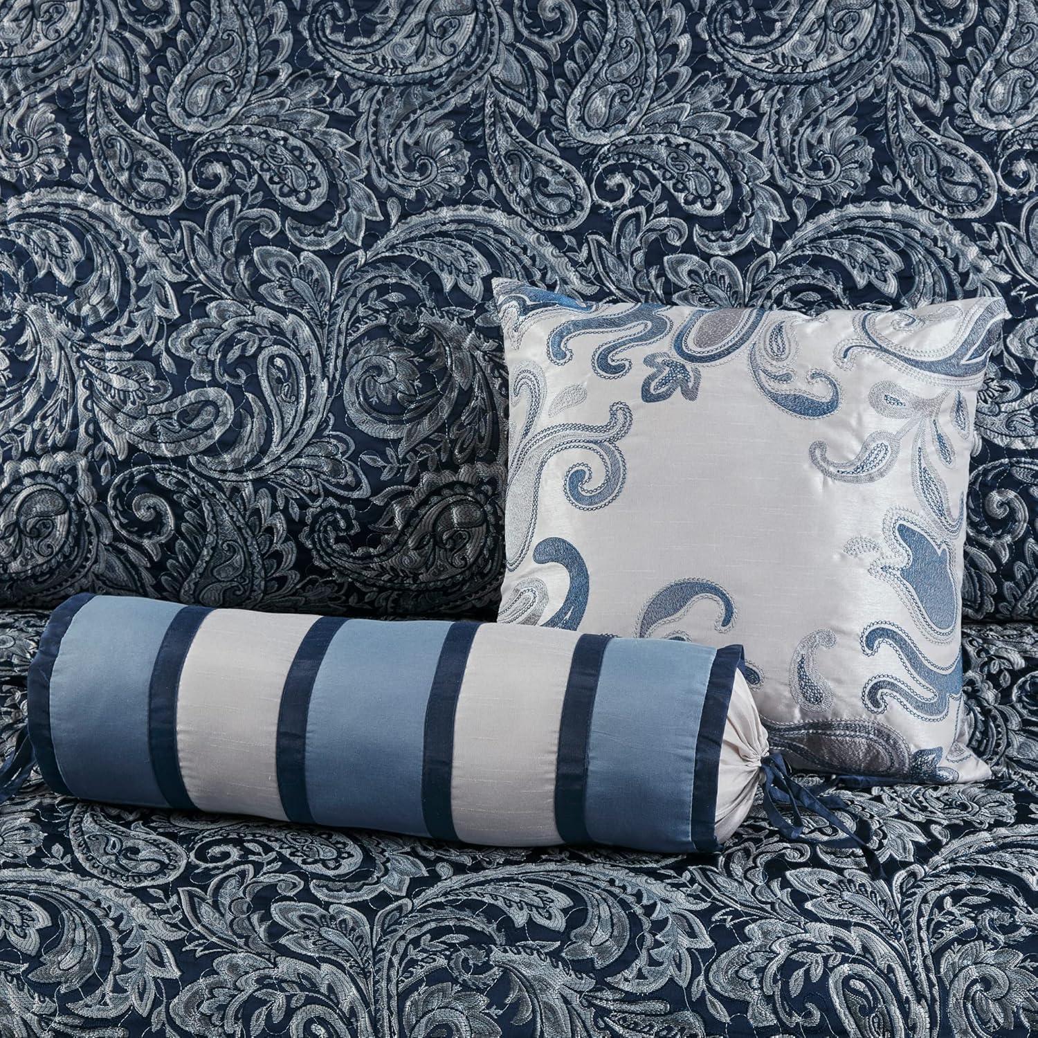 Madison Park Aubrey 5 Piece Jacquard Bedspread Set with Throw Pillows