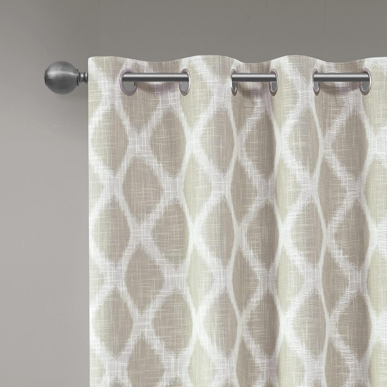 Sun Smart Blakesly Printed Ikat Blackout Patio Curtain - 100x84" - Taupe