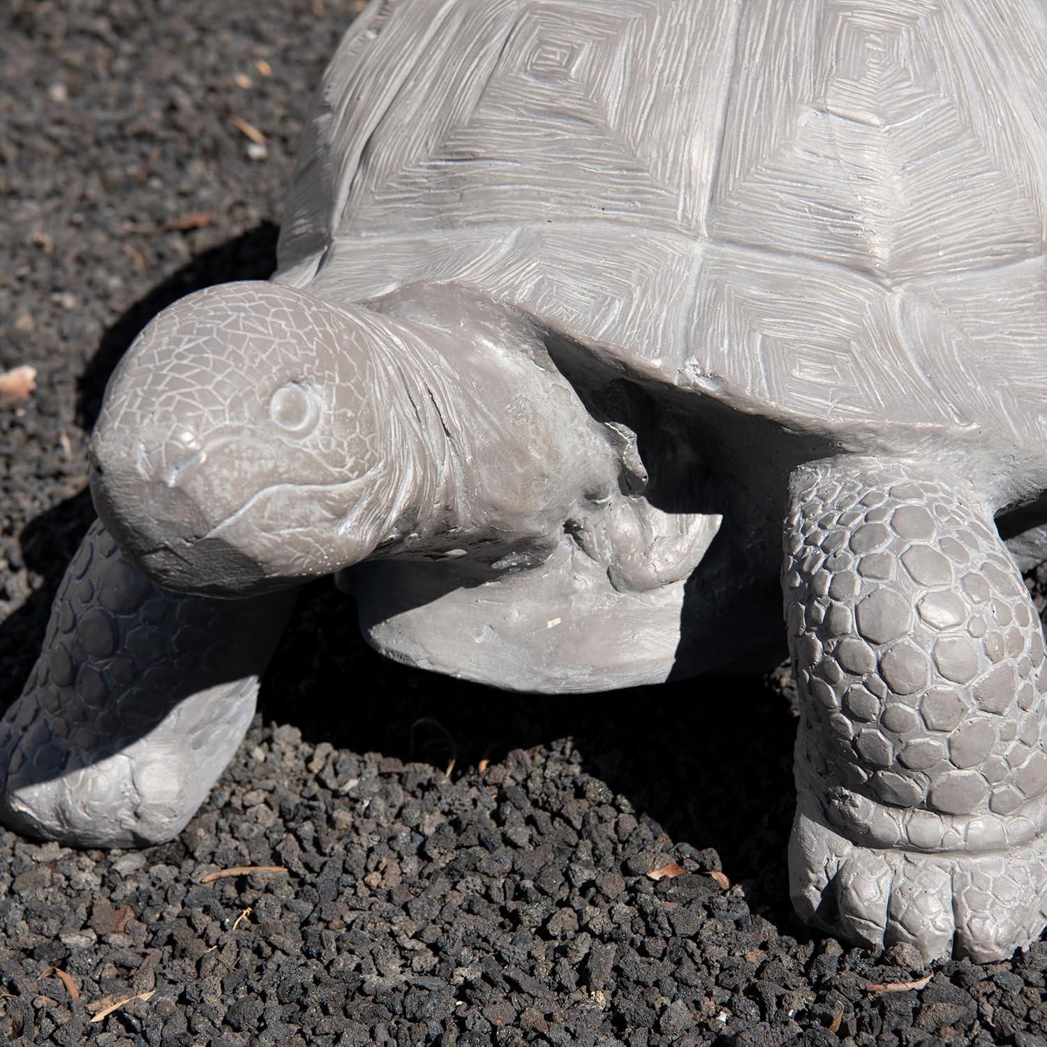 XBrand 30.3"L Light Grey Polystone Turtle Statue, Indoor or Outdoor Décor, Garden Décor, Turtle Garden Statue, Turtle Statuary