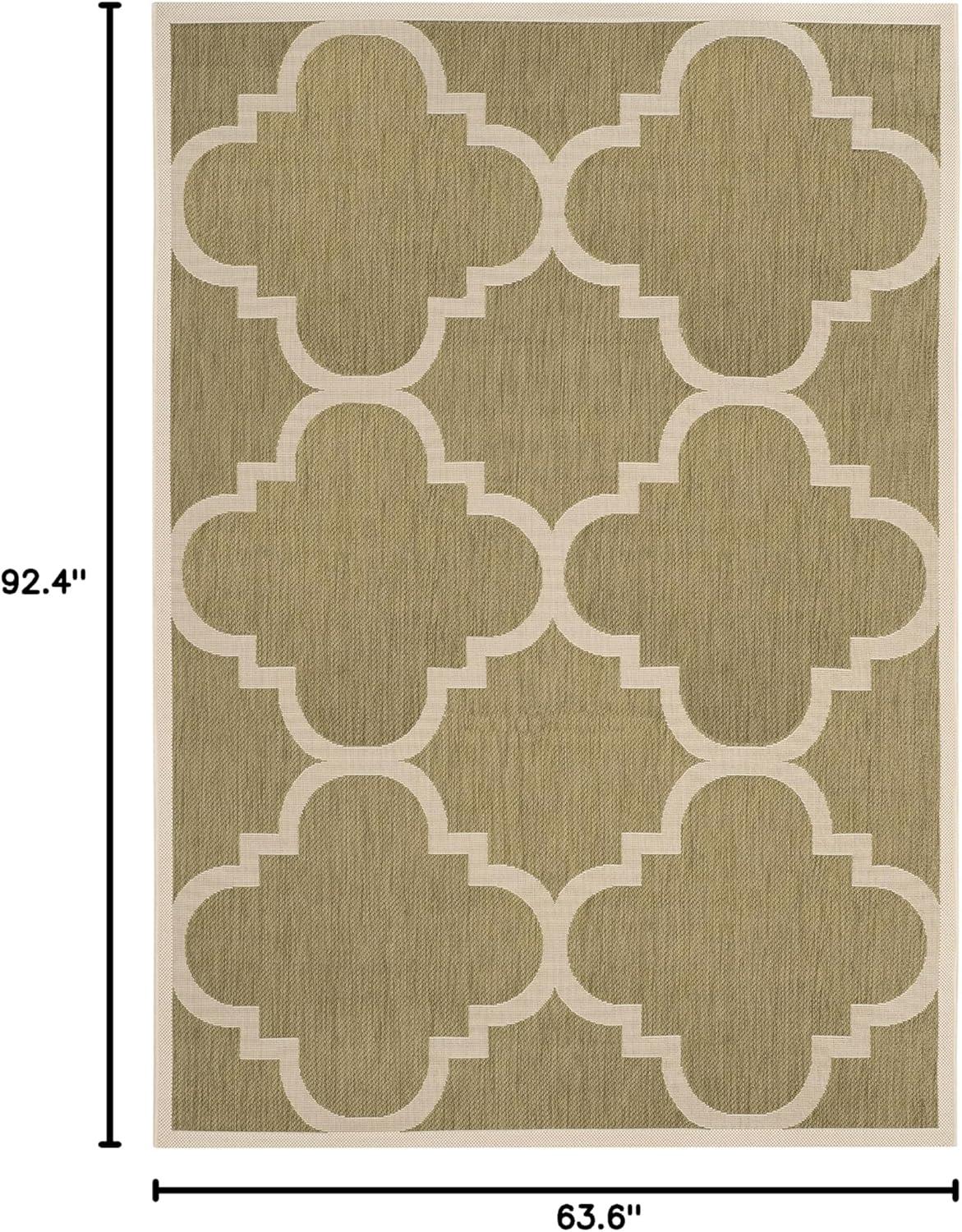 Courtyard CY6243 Power Loomed Indoor and Outdoor Area Rug - Green/Beige - 5'3"x7'7" - Safavieh