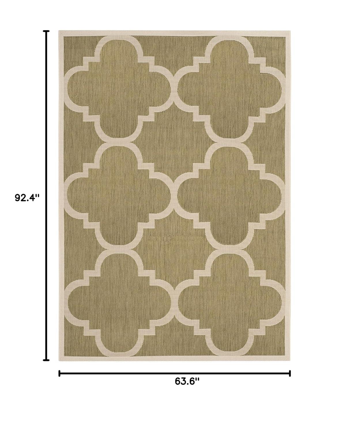 Courtyard CY6243 Power Loomed Indoor and Outdoor Area Rug - Green/Beige - 5'3"x7'7" - Safavieh