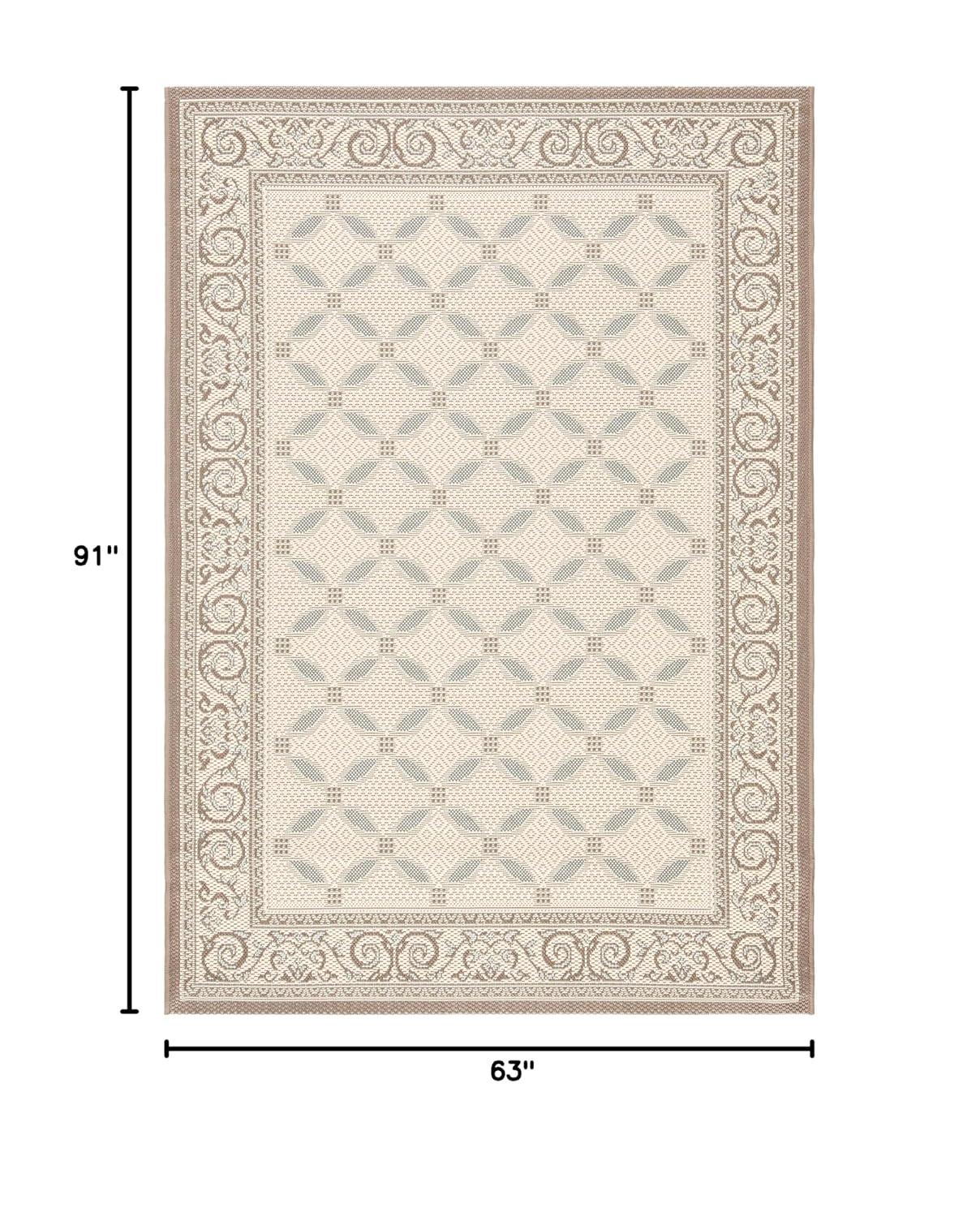 Courtyard CY7107 Power Loomed Indoor/Outdoor Area Rug - Beige/Dark Beig - 5'3"x7'7" - Safavieh.