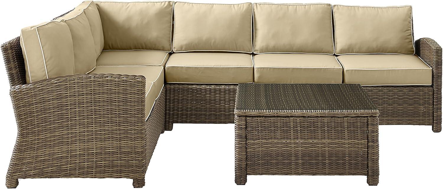 Crosley Furniture Bradenton 5 PC Fabric Patio Sectional Set in Weathered Sand