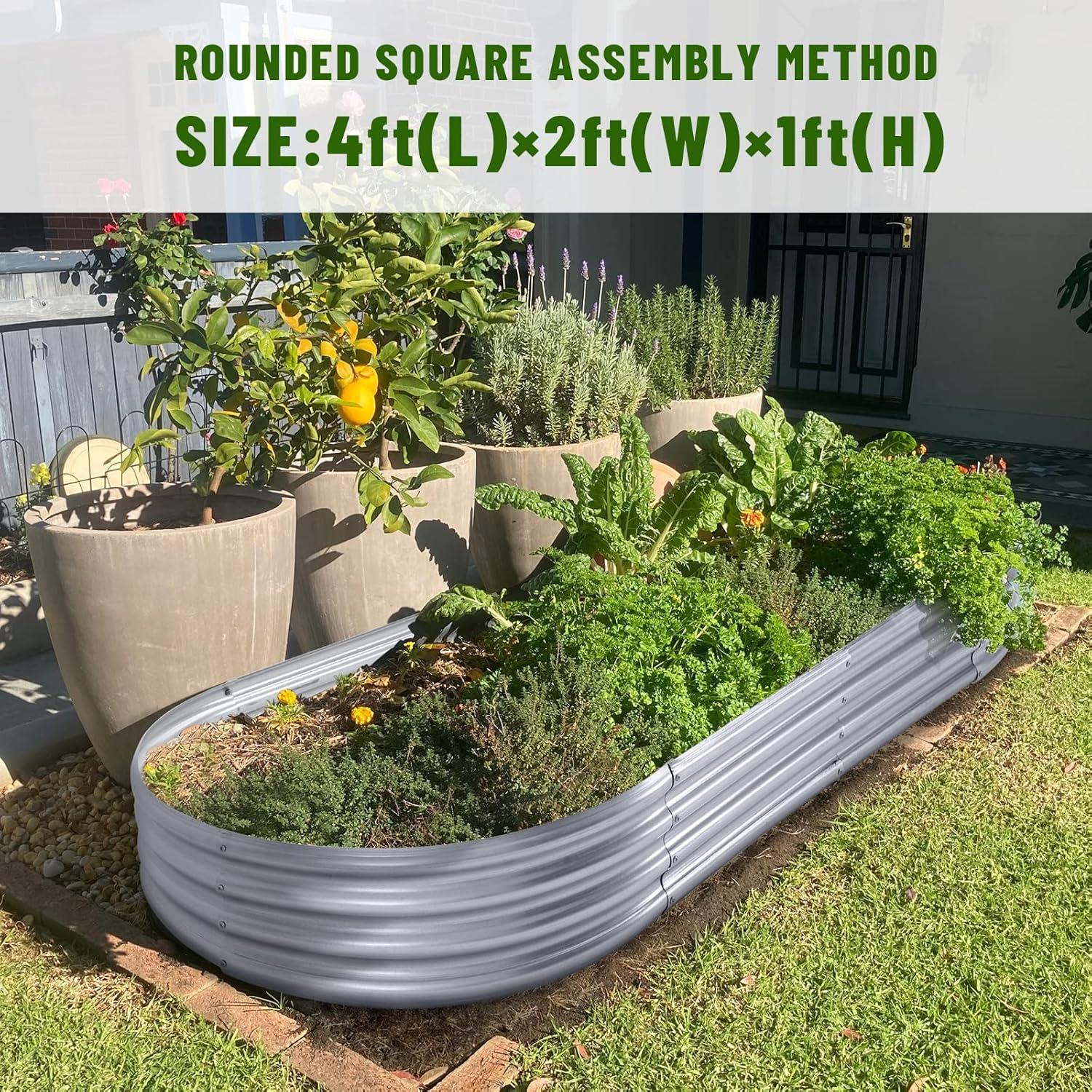 Land Guard Galvanized Raised Garden Bed Kit, Galvanized Planter Garden Boxes Outdoor, Oval Large Metal for Vegetables…………