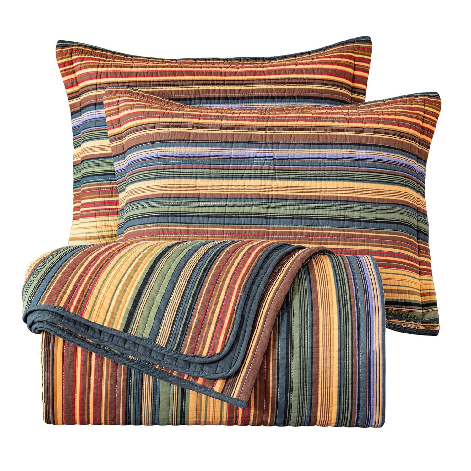 Cotton Quilted Striped Quilt Set