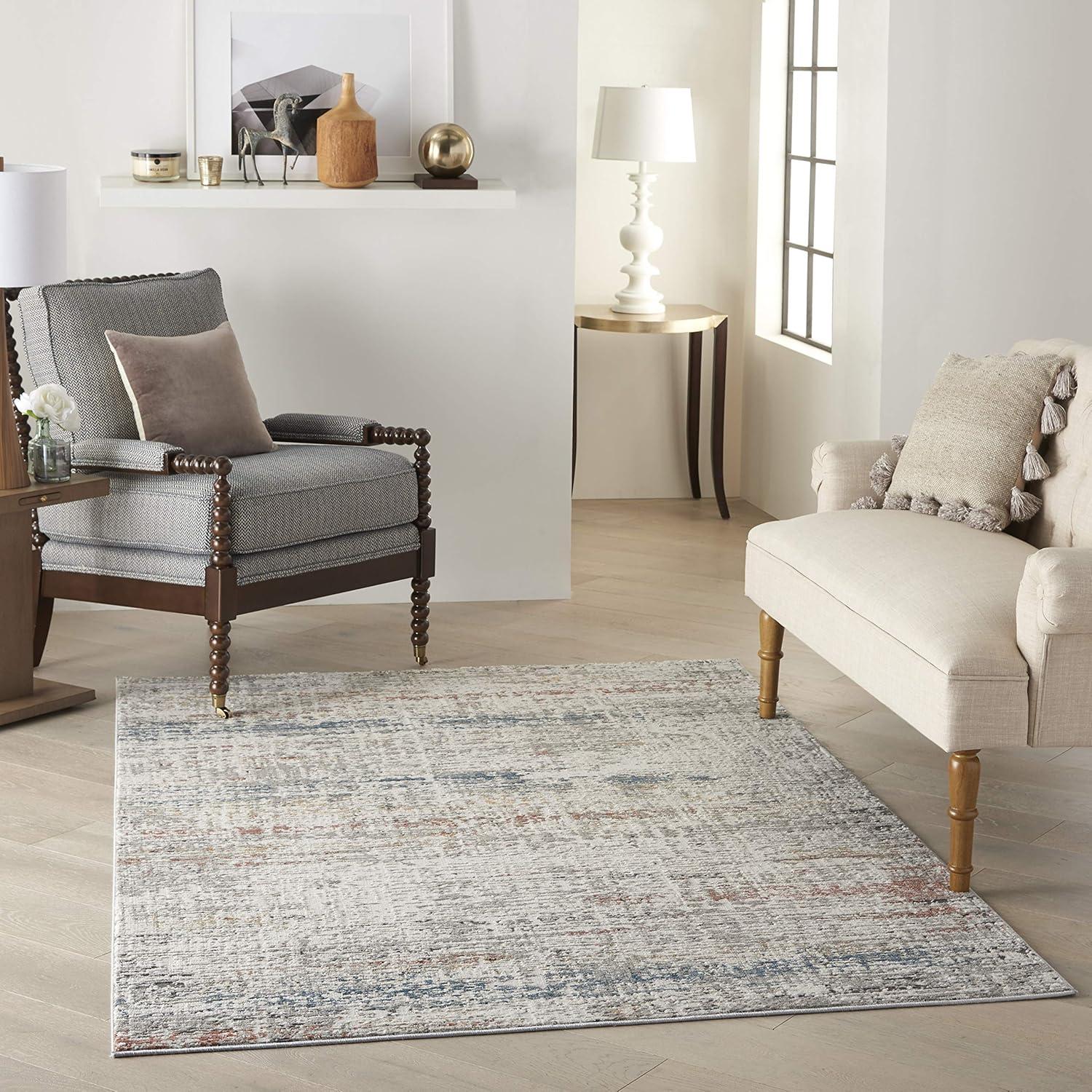 Rustic Textures Modern Abstract Gray 4' x 6' Synthetic Area Rug