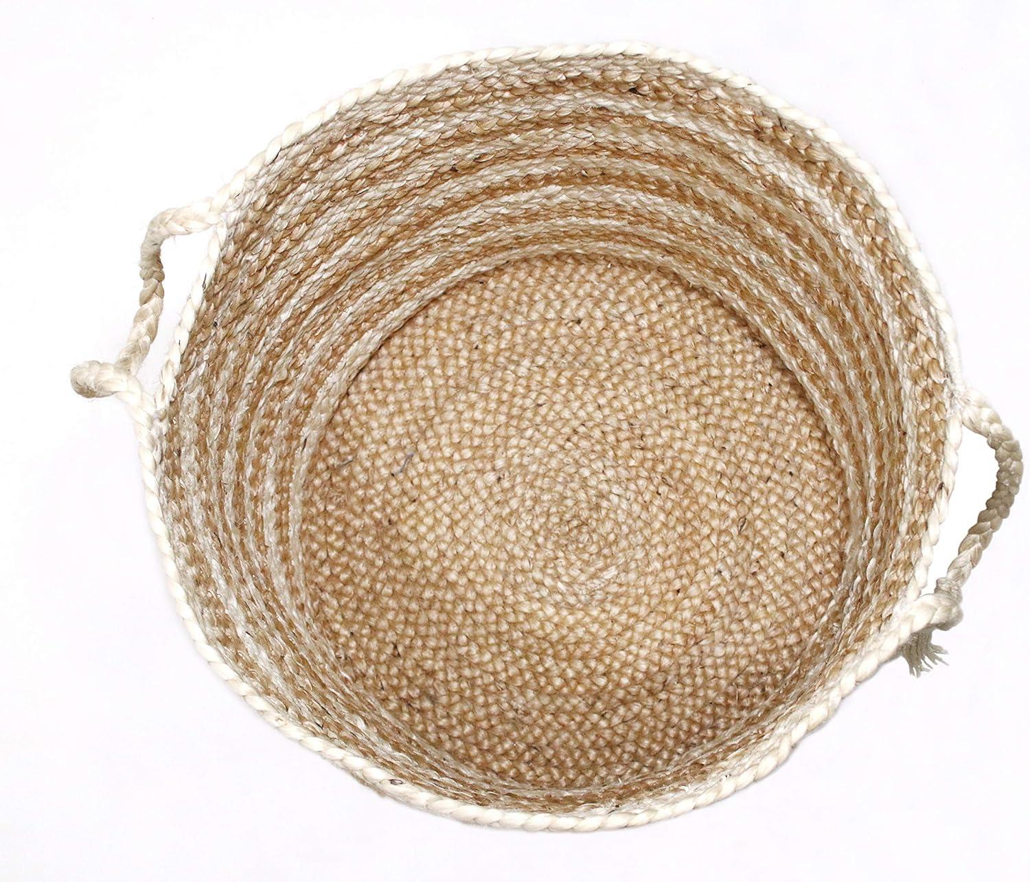 Dovecove Striped Relaxed Handmade Jute Basket