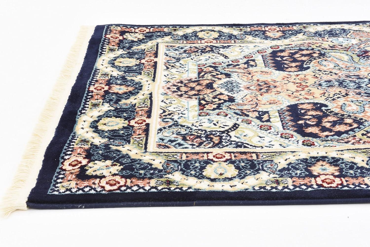 Elegant Navy Blue Handmade 3x5 Synthetic Area Rug