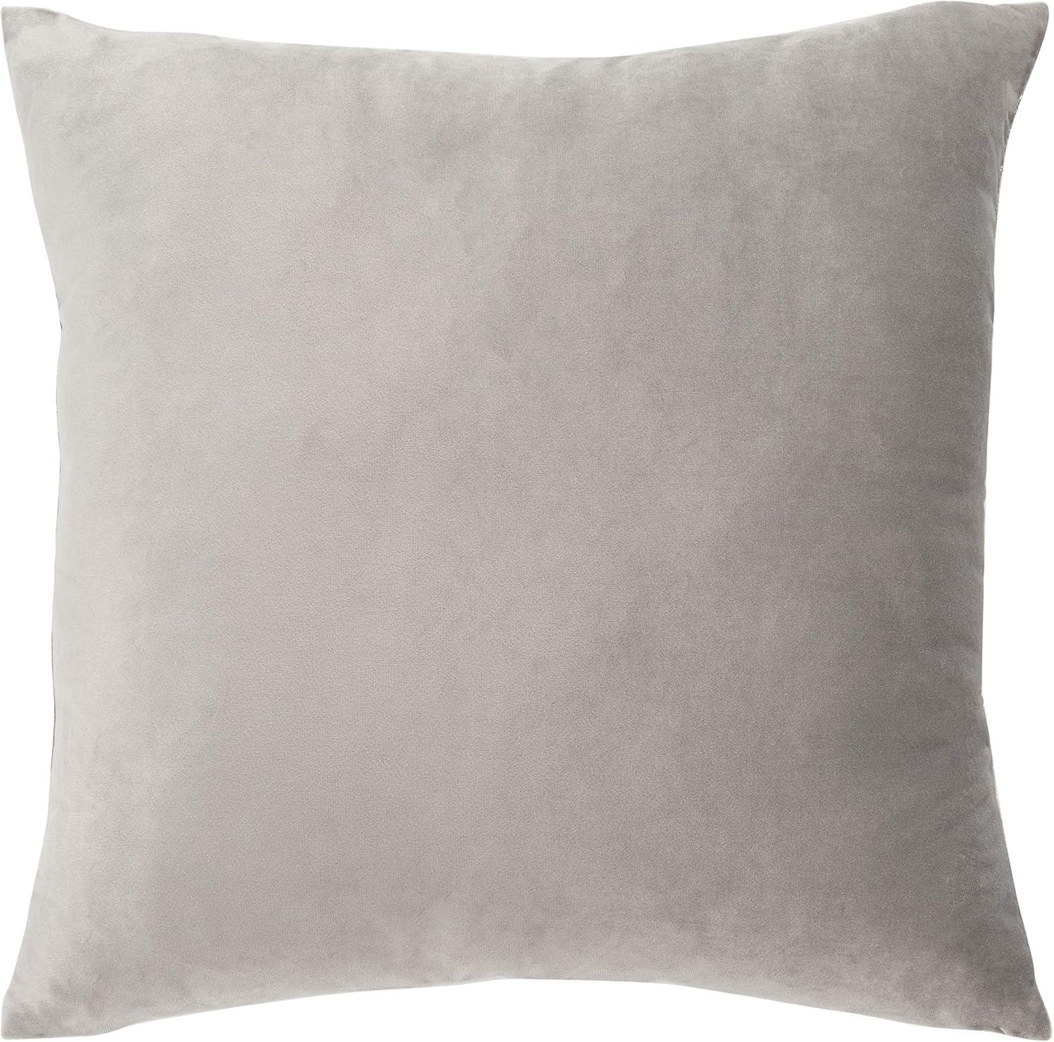 Isabelina 18" Square Grey and Silver Metallic Throw Pillow