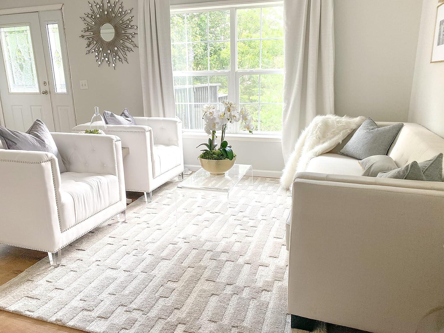 Gray Geometric Hand-Tufted Wool Area Rug, 5' x 8'