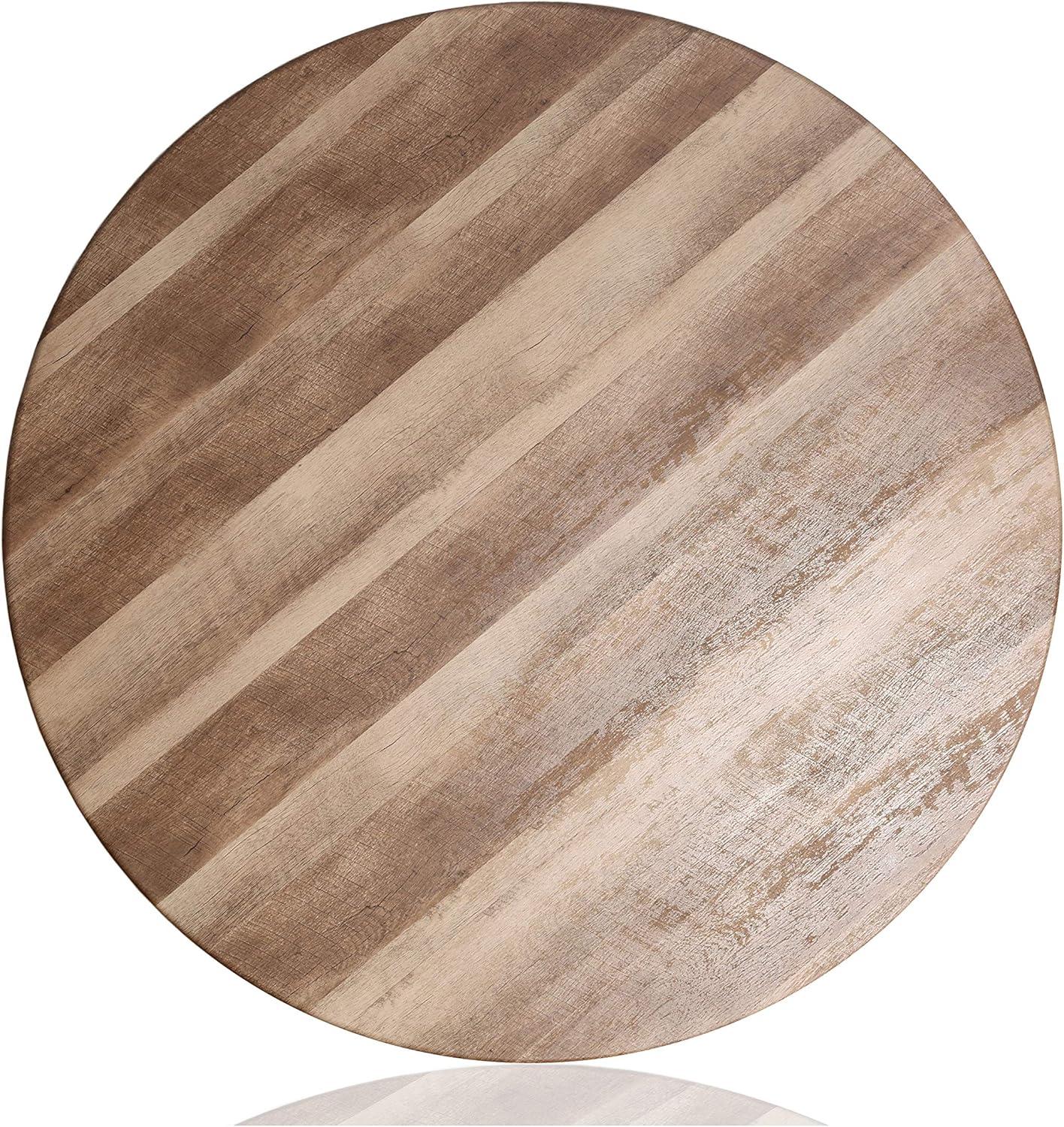 Antique Black Round Reclaimed Wood Industrial Counter Height Table