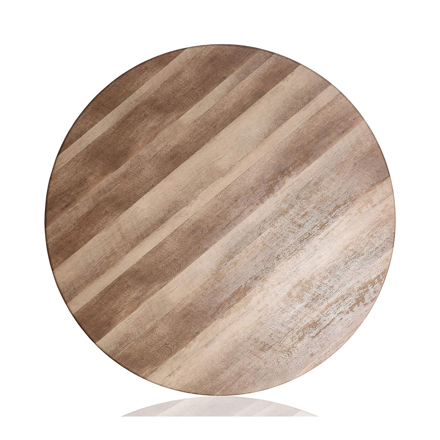 Antique Black Round Reclaimed Wood Industrial Counter Height Table