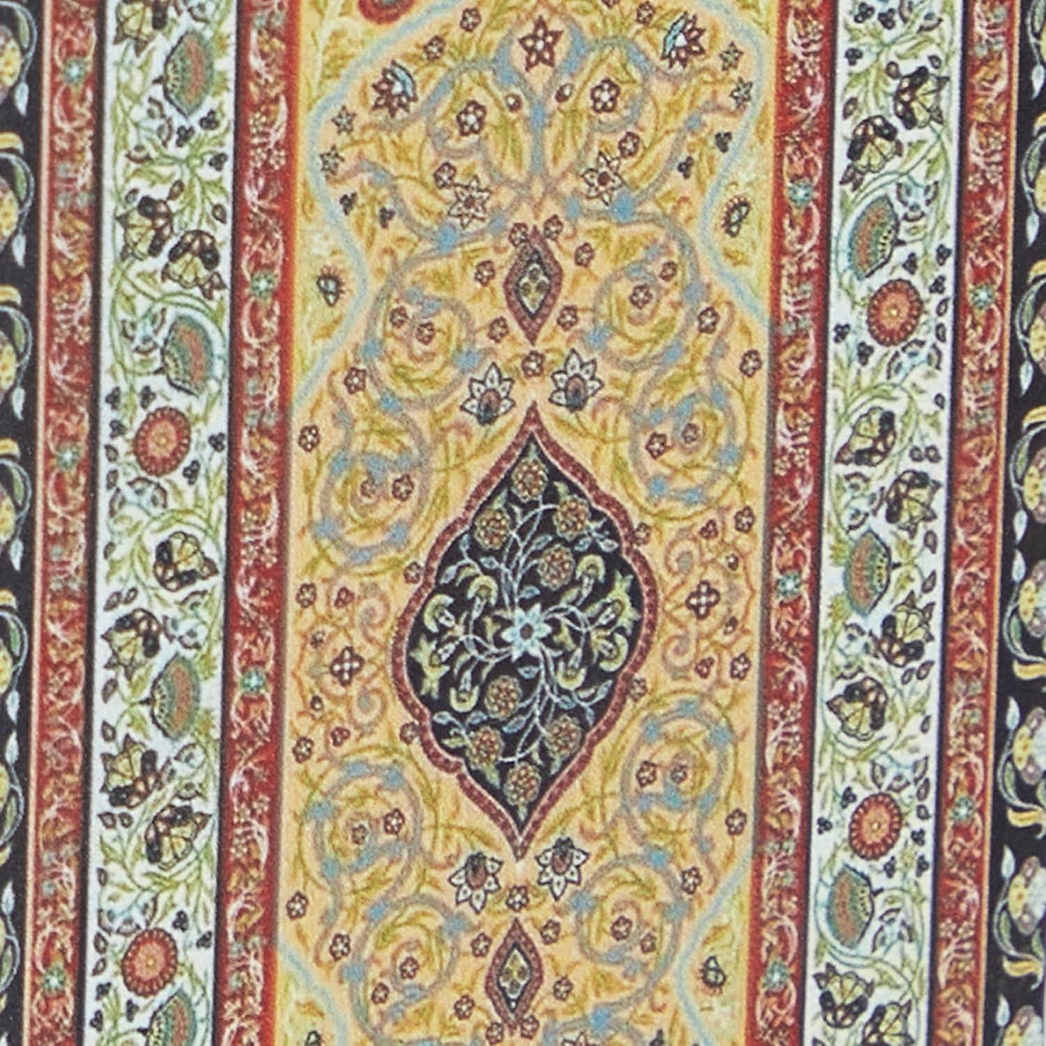 Deco 79 Canvas Decorative Box Storage Book Book Shaped Boxes with Arabesque Pattern and Gold Page Inspired Detail, Set of 3 Decorative Keepsake Boxes 12, 10, 8" H, Multi Colored