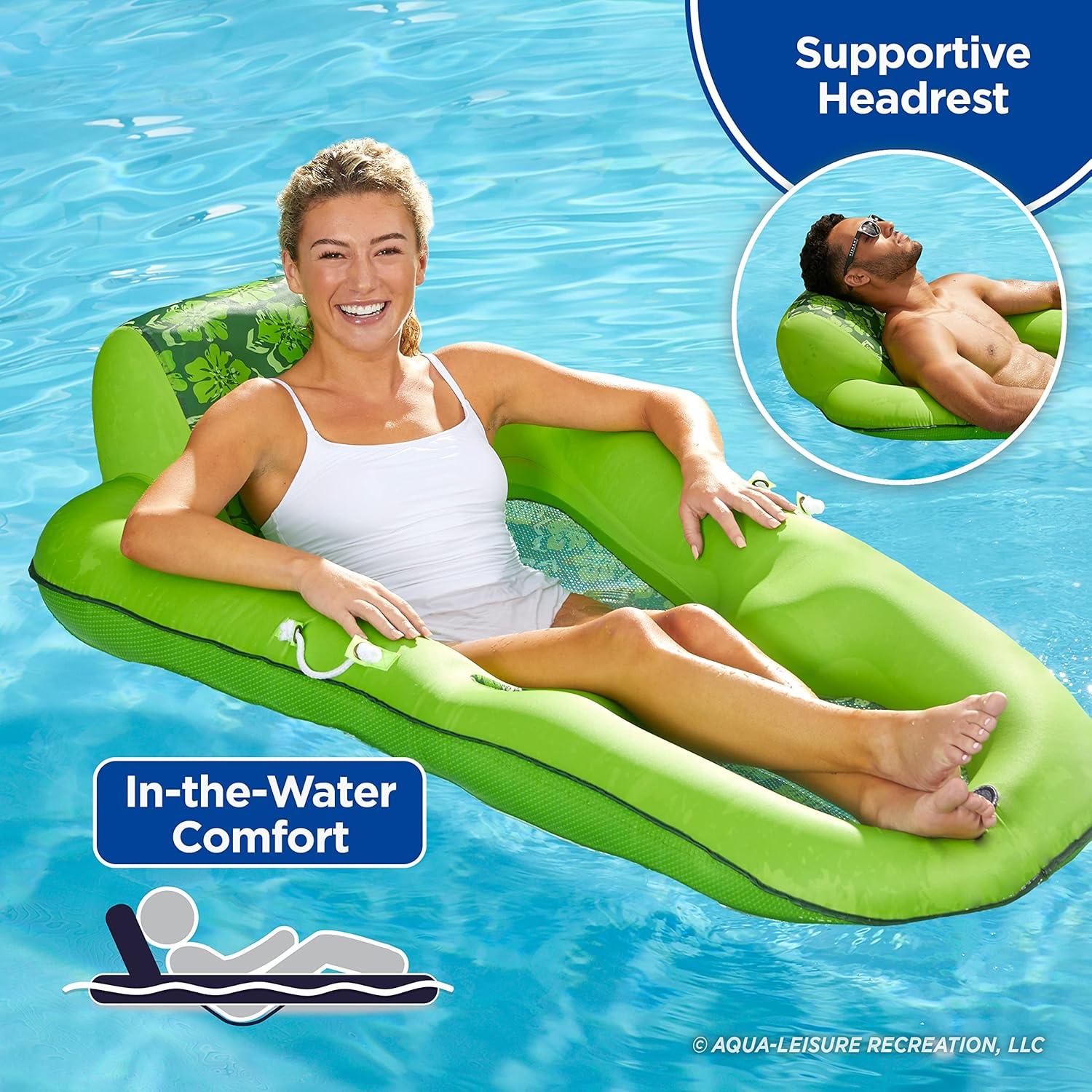 Aqua Leisure Luxury Water Recliner Lounge Pool Float with Headrest