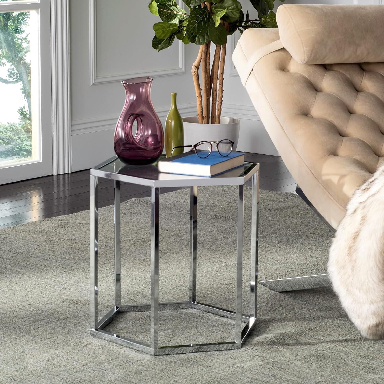 Teagan End Table - Chrome - Safavieh.