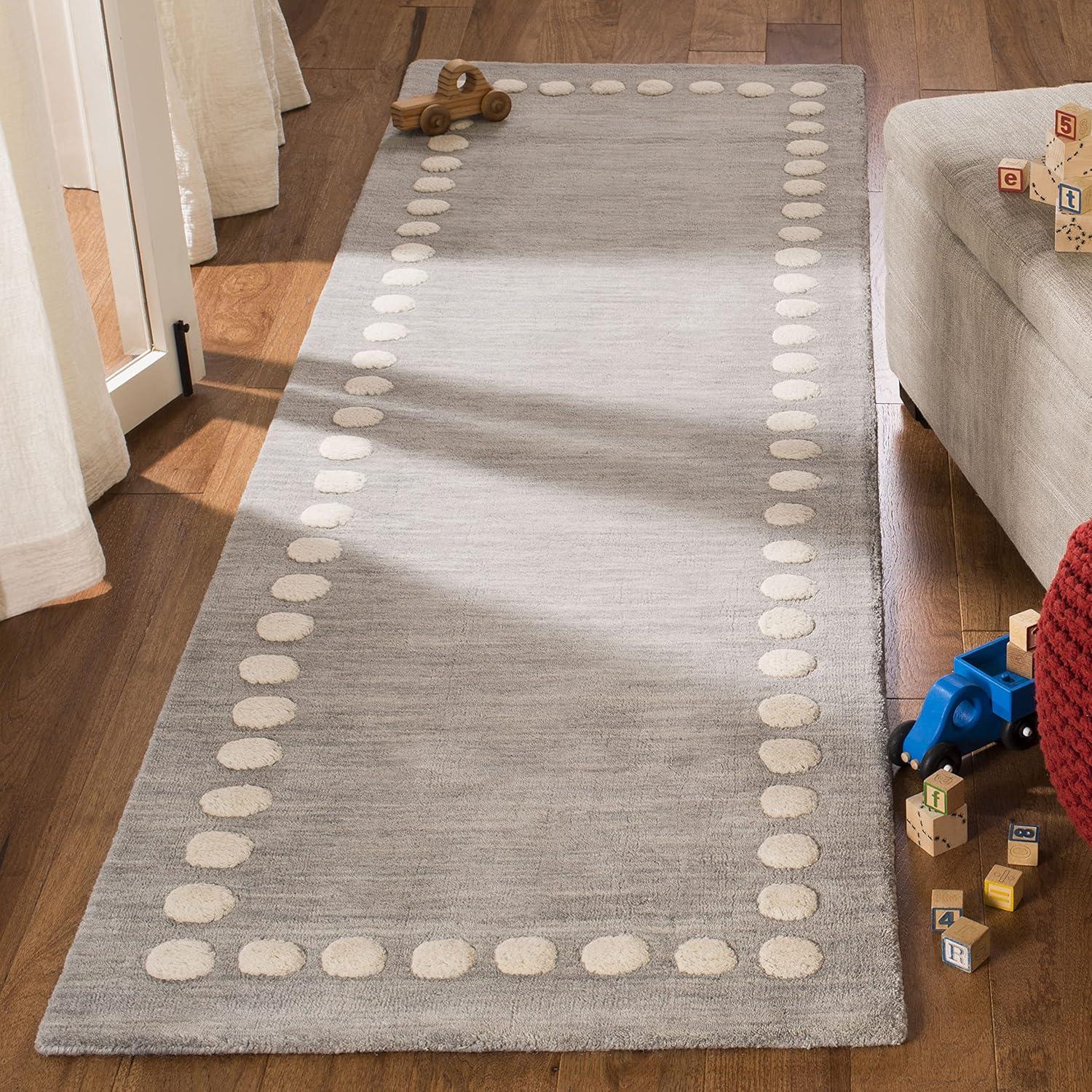 Safavieh Kids SFK802 Hand Loomed Indoor Runner Rug - Blue/Ivory - 2'6"x8' - Safavieh