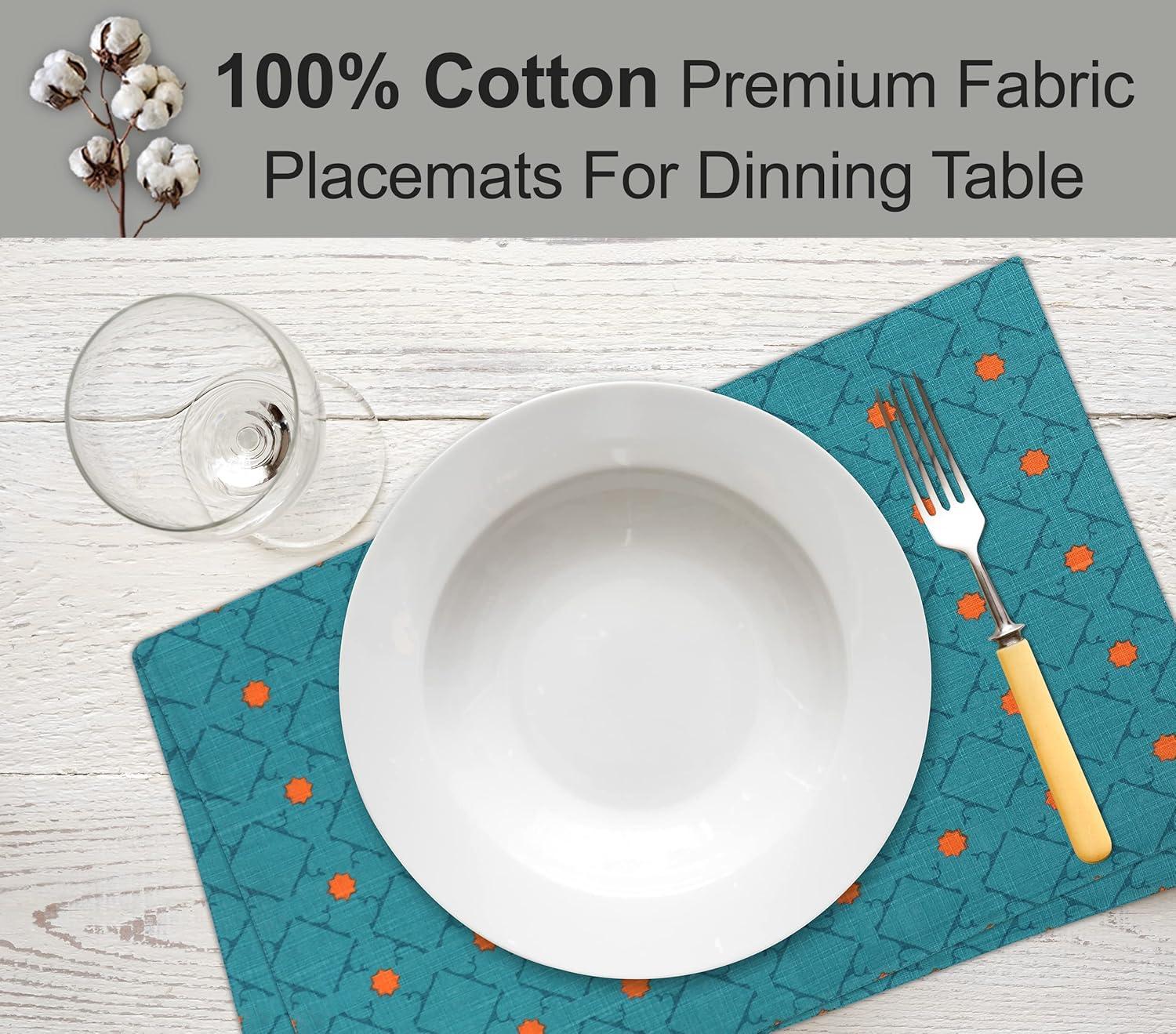 Ruvanti Dining Table Rectangle Placemats 100% Cotton Multi Pattern 13x19 Inches (Set of 6)