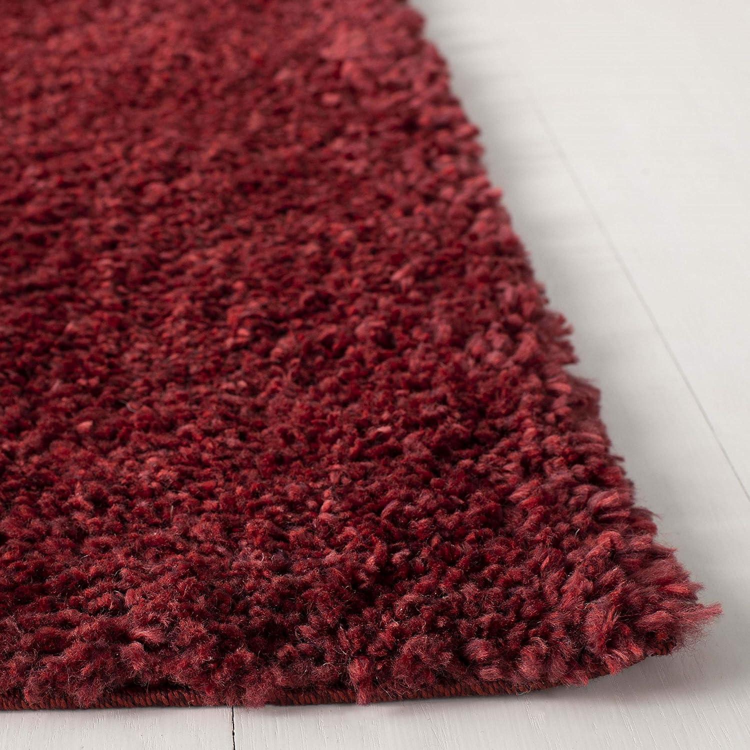 SAFAVIEH August Carlene Solid Plush Shag Area Rug, Burgundy, 3' x 5'
