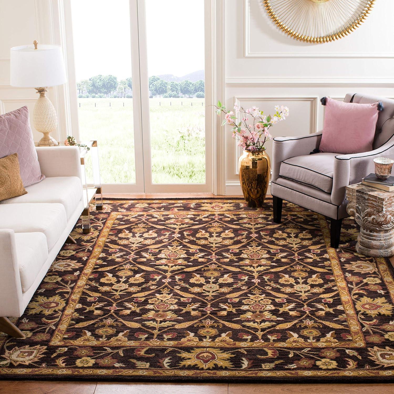 Antiquity AT51 Hand Tufted Indoor Area Rug - Dark Plum/Gold - 8'3"x11' - Safavieh