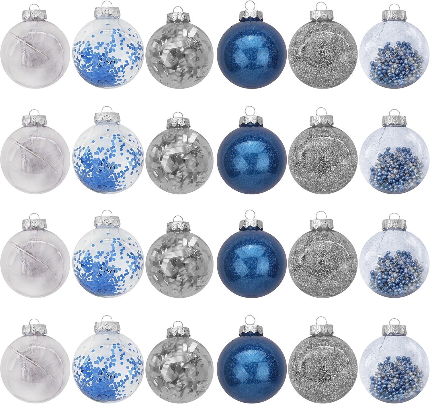 JOYFY 24Pcs 3.15'' Clear Plastic Christmas Ball Ornament Xmas Tree Delicate Decorations