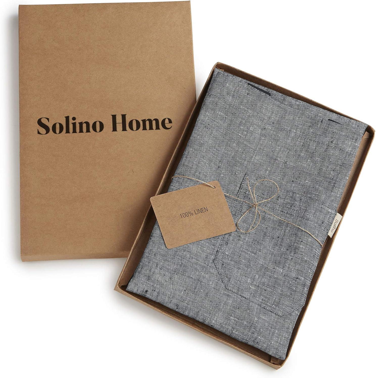 Solino Home Linen Kitchen Apron Black - 100% Pure Linen Bib Apron with Front Pockets for Men & Women - Handcrafted from European Flax
