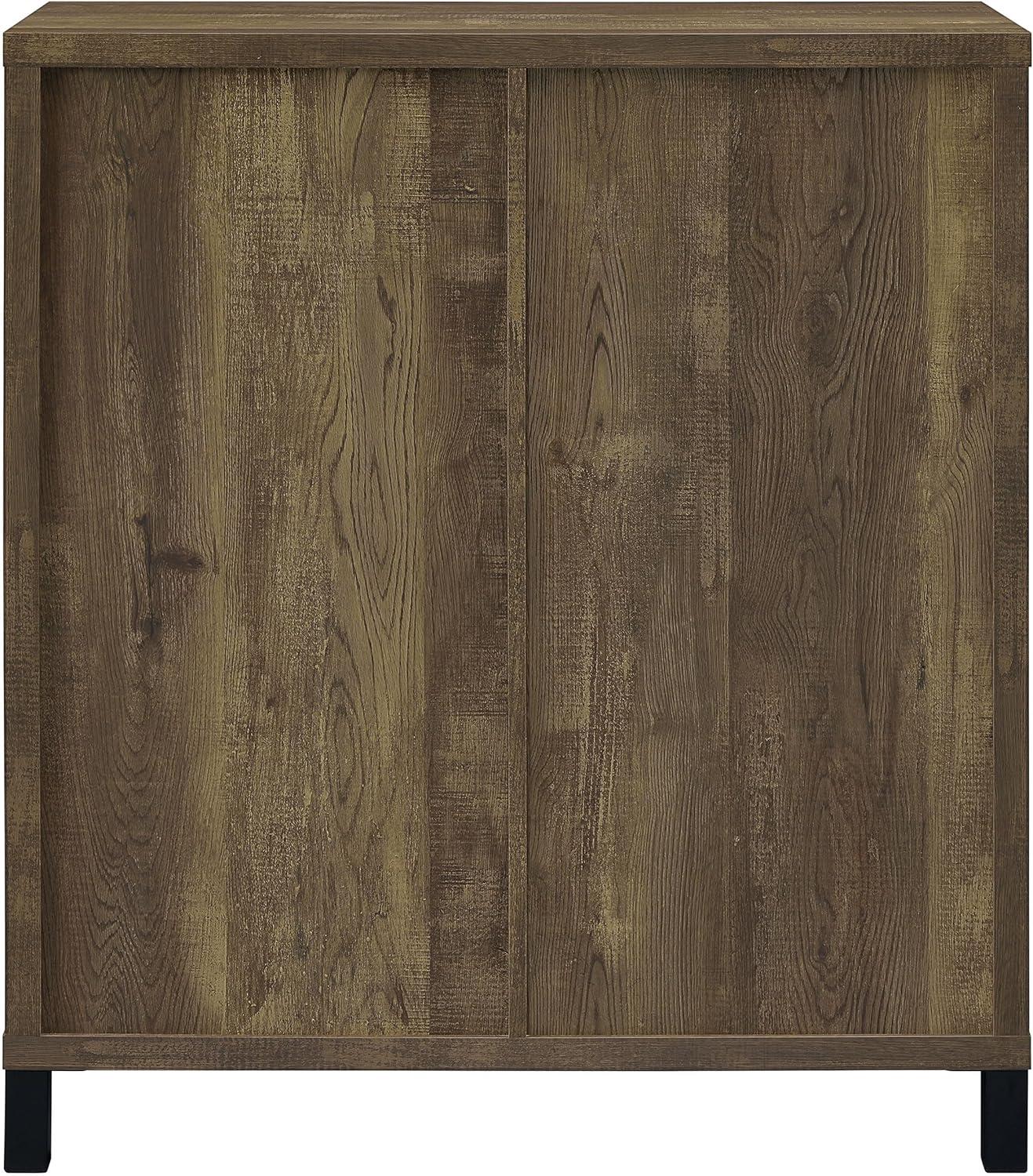 Coaster Farmhouse Wood 2-Shelf Bar Cabinet with Sliding Door in Oak